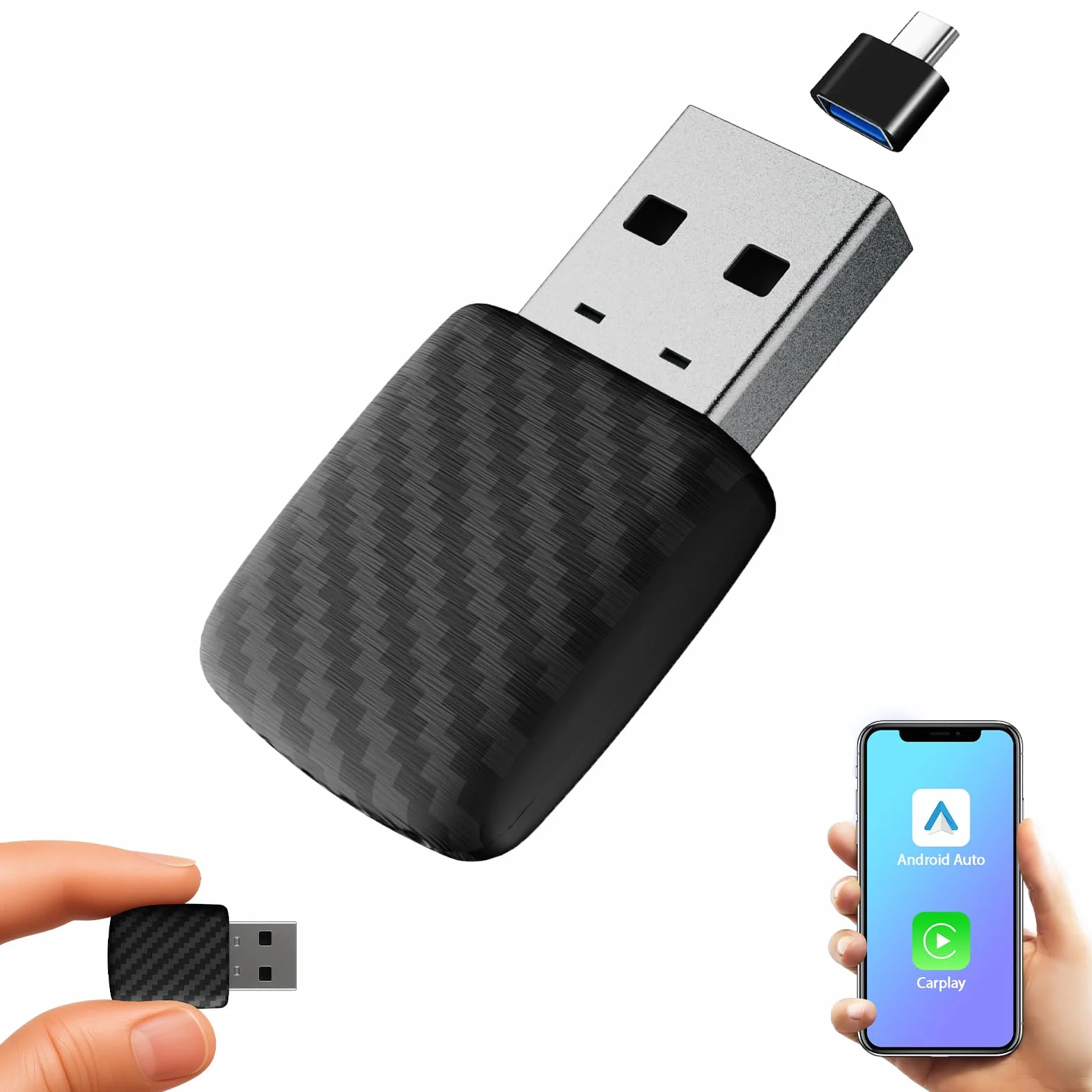 Sunweyer Wireless CarPlay Android Auto Dongle 2 IN 1 Adattatore Cablato a Wireless Mini S28
