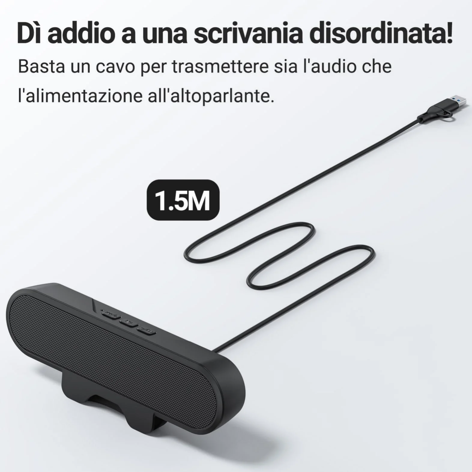 Inwa Altoparlante per PC, Monitor USB con Clip on, 10 W con Audio HD, Clip per 5-30MM Monitor, Altoparlante per PC, Laptop, Cellulare, Desktop, Outdoor, Plug and Play (Nero)