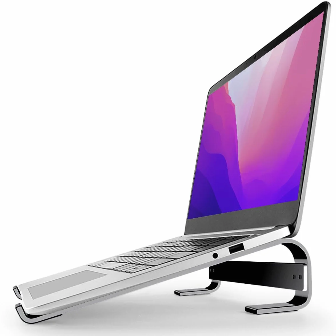 MMOBIEL Supporto PC Portatile - Supporto per Laptop da 10 a 18 pollici - Ventilato per Laptop Universale da Scrivania Compatibile con MacBook, ASUS, Acer e altro – Alluminio Nero