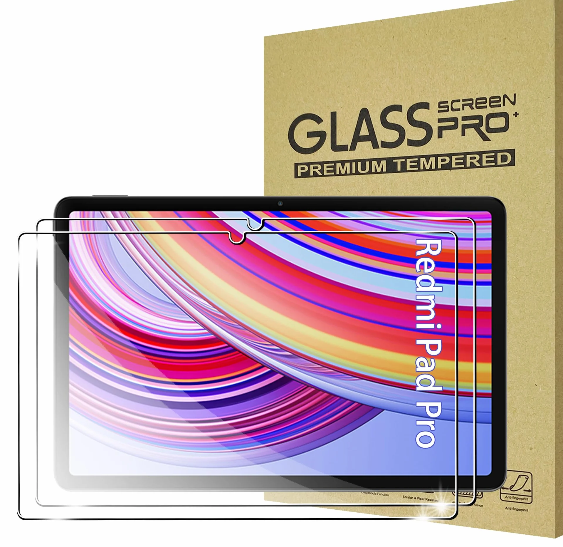 2 pezzi pellicole protettive Xiaomi Redmi Pad Pro 4G/5G/Redmi Pad 2 Pro/POCO Pad vetro temperato 9H antigraffio HD