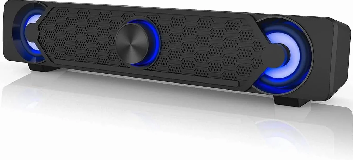 Smalody Altoparlanti PC, USB Soundbar, Altoparlante da Gioco Con Fantastiche Luci LED, Altoparlante Multimediale Perfetto per Giochi per PC, Computer, Desktop, Laptop