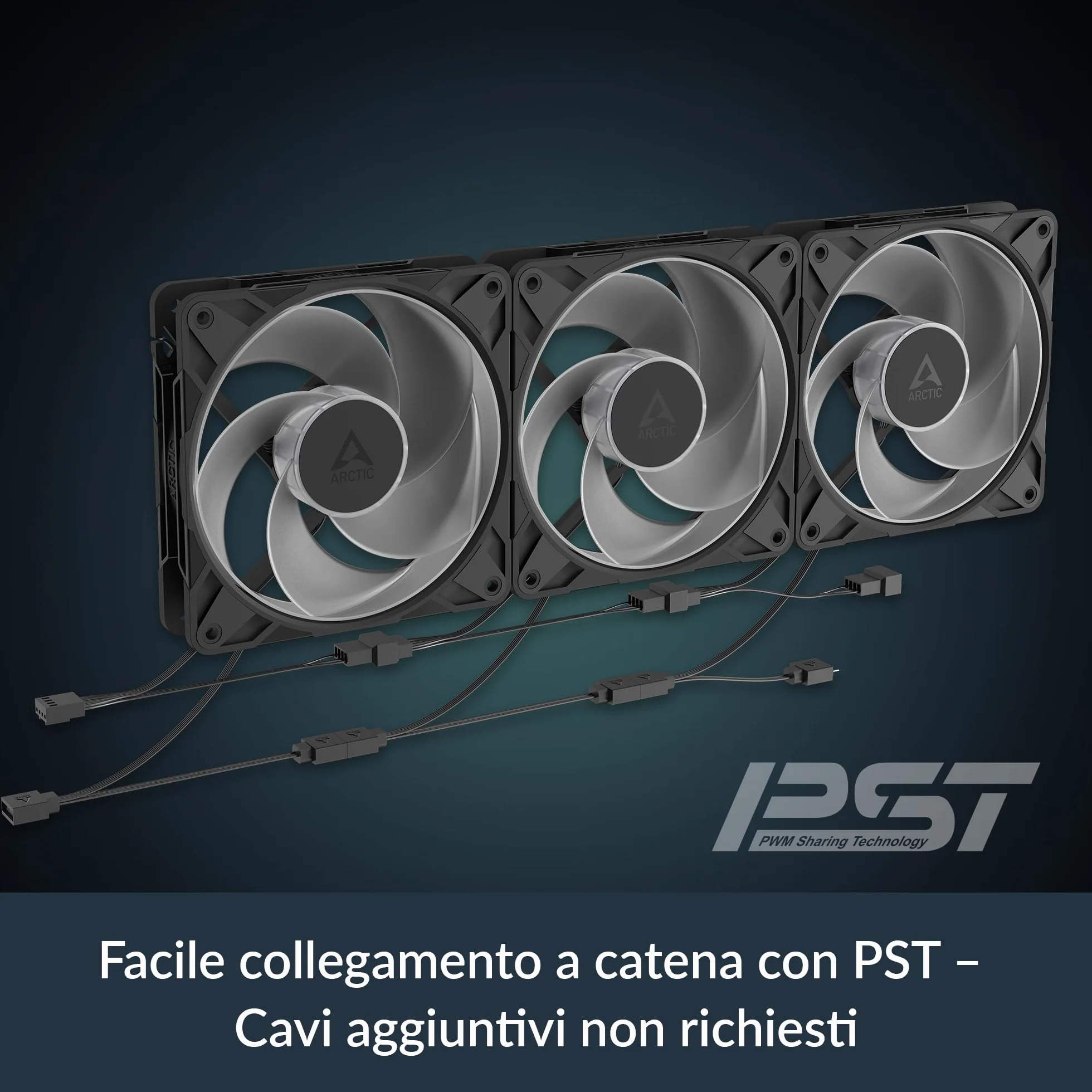 ARCTIC P12 Pro Reverse A-RGB – 3 Pack – 120 mm Ventola Premium con flusso d’aria inverso, Ventole PWM con splitter per cavo a Y, 500-3000 rpm, 0 rpm <5% PWM, 5V Digital RGB, FDB, 4-Pin - Nero