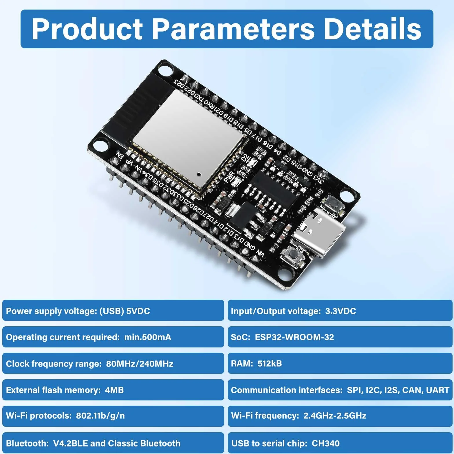 Diymore 2 pezzi per ESP32 Scheda di sviluppo Nodemcu per ESP32 NodeMCU Modulo USB C 2.4 GHz WLAN WiFi Bluetooth CH340 Chip