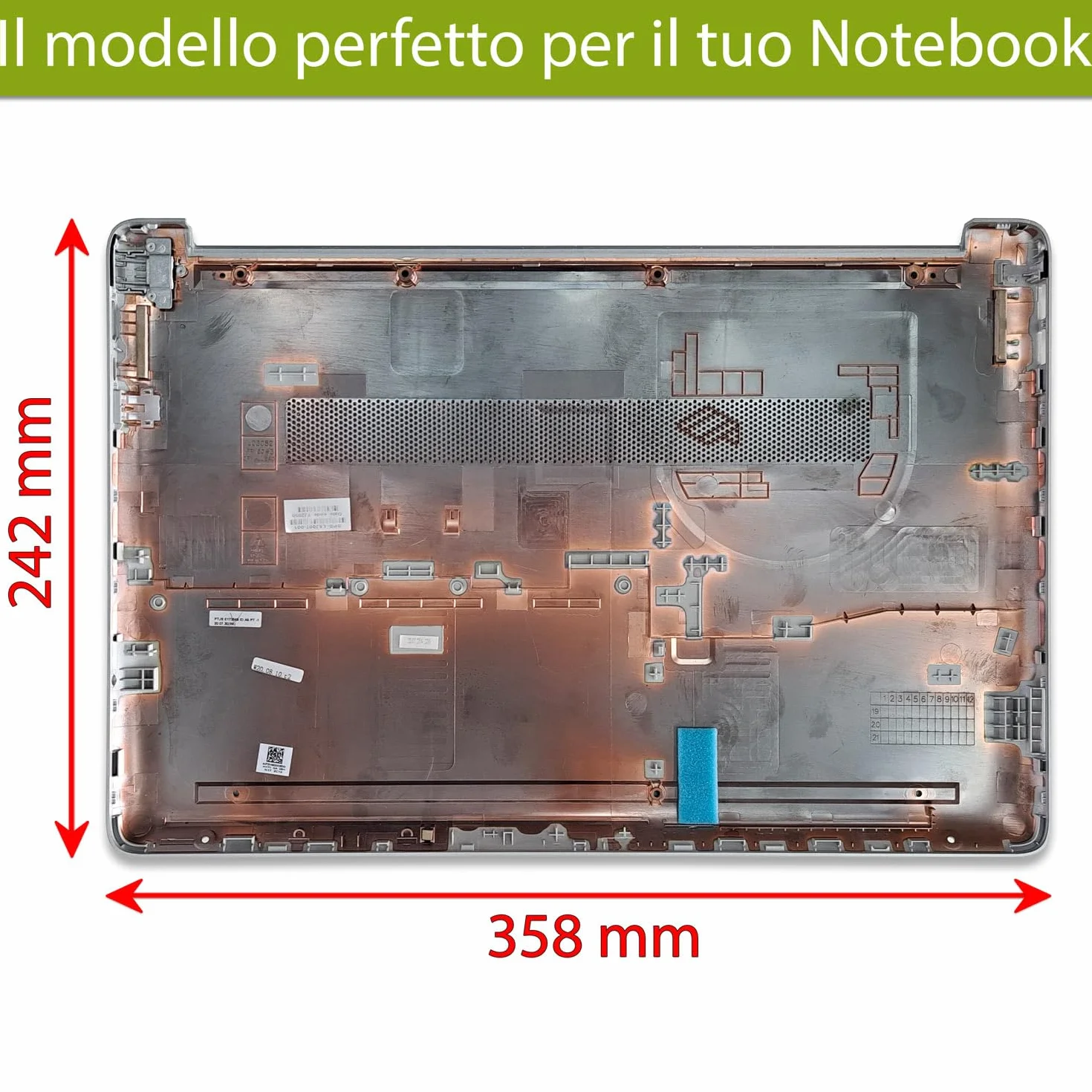 new net - Scocca Inferiore Cover Bottom Case Chassis Compatibile con HP 15-DW, 15-gw, 15s-Dr, 15s-du, 15s-dy, 15s-gr, 15s-GU, 15t-DW, 15z-gw Silver