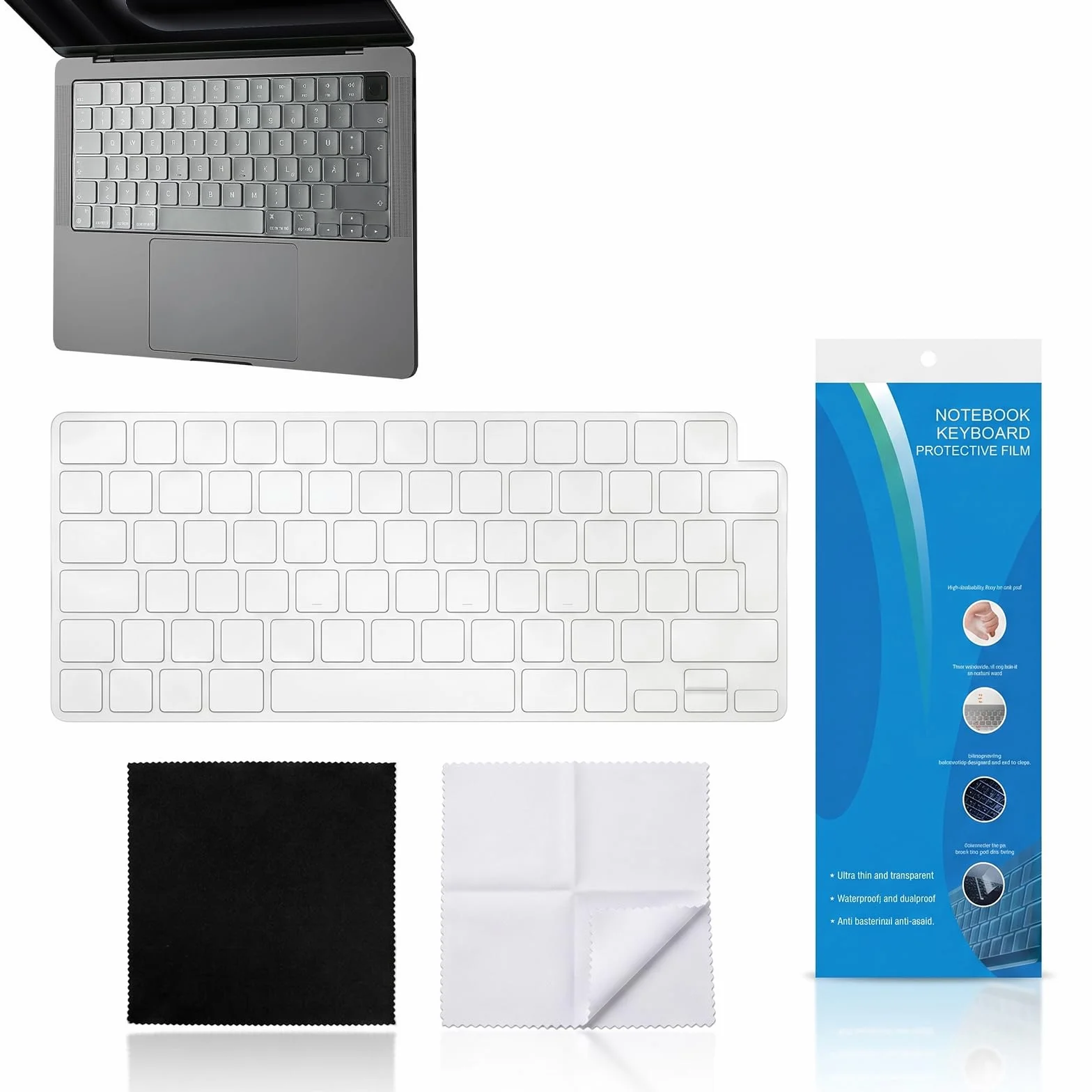 Protezione tastiera compatibile MacBook Air M5 13 pollici, MacBook Pro M5, MacBook Neo – Trasparente, include 2 panni