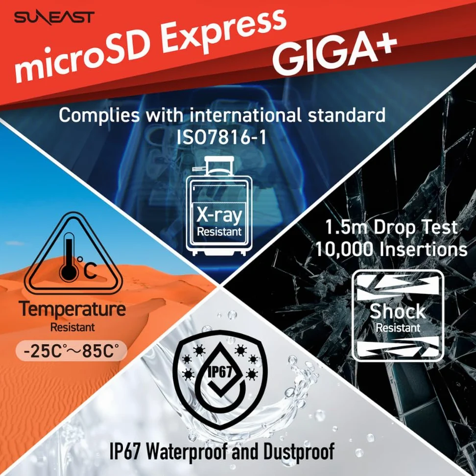 SUNEAST Scheda di memoria microSD Express da 1 TB, velocità di lettura fino a 900 MB/s e di scrittura fino a 620 MB/s, U3 V30 UHS-I A1, compatibile con Nintendo Switch 2 e Steam Deck