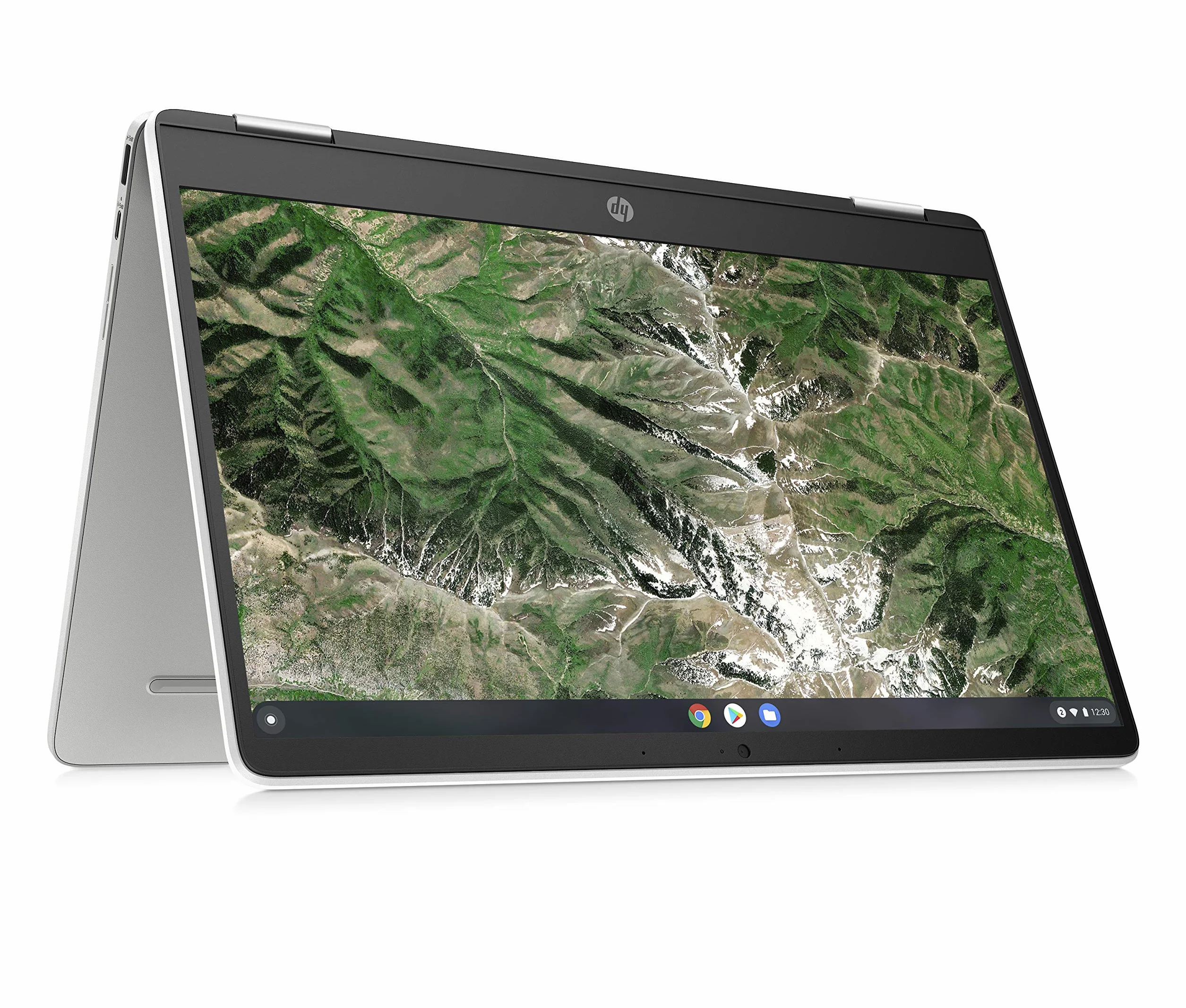HP Chromebook x360 - Computer portatile da 14" Touch, Intel Celeron N4120, 4 GB DDR4 di RAM, 64 GB eMMC, Intel UHD Graphics 600, Sistema operativo ChromeOS, Tastiera QWERTZ, Germini, Bianco