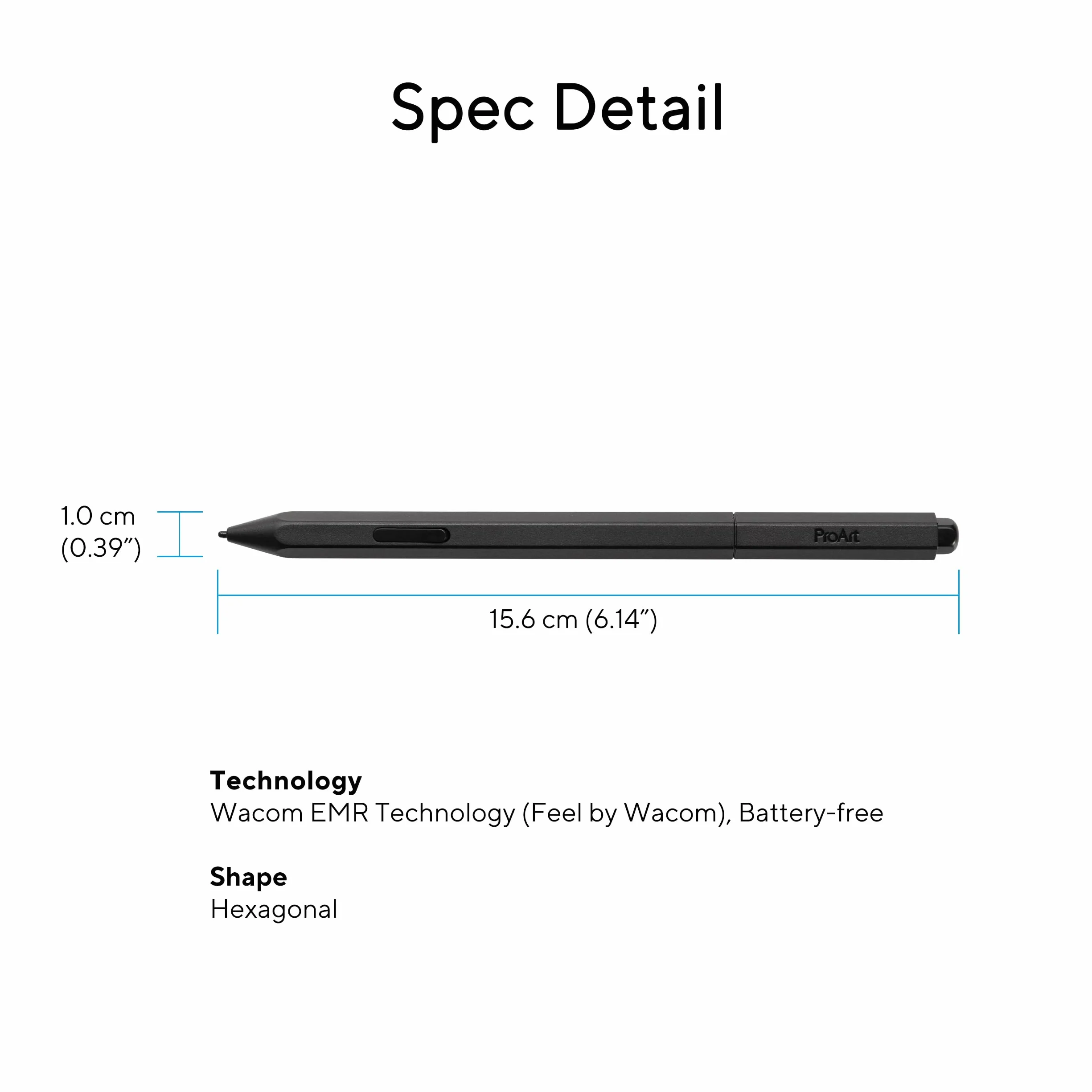 ASUS PROART PEN MPA01 Penna Digitale con Tecnologia WACOM EMR, Leggera, Senza Batteria, Sensibilità alla Pressione di 4096 livelli e 40° gradi, Tasto di Scelta Rapida, Punte Intercambiabili, Nero