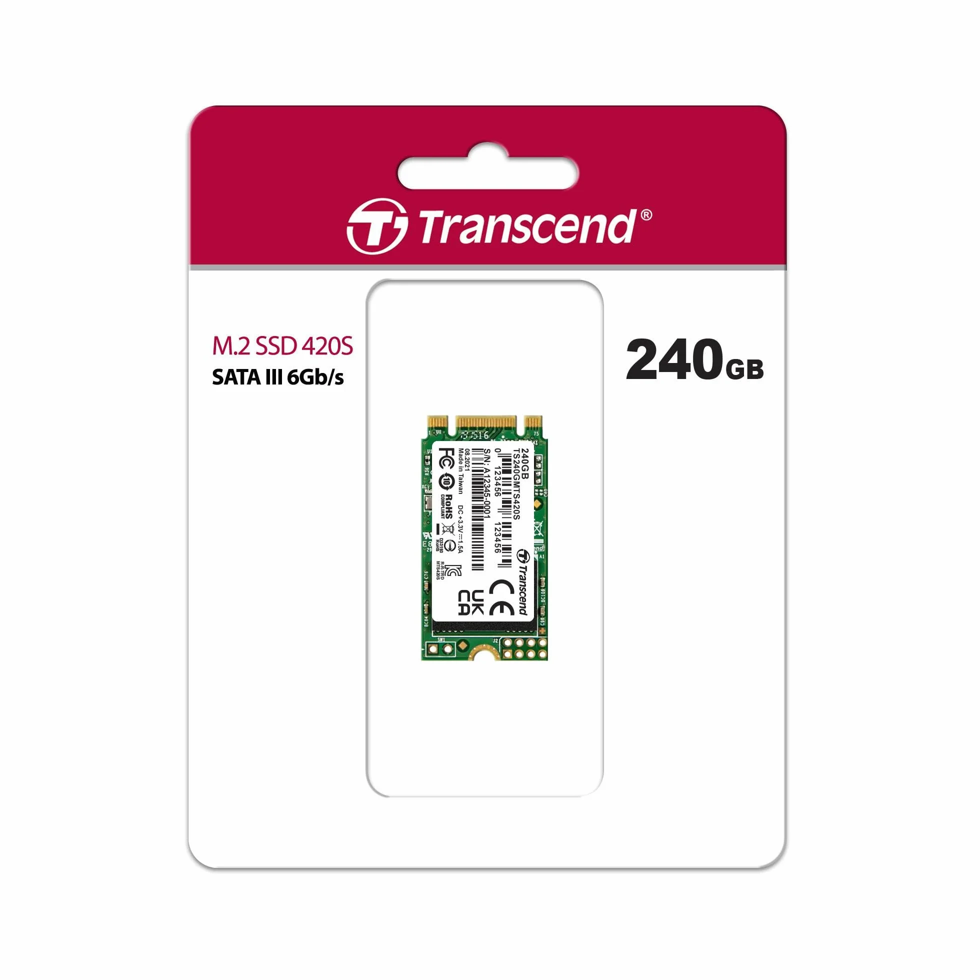 Transcend MTS420S 240GB SSD interno M.2 2242 SATA III 6 Gb/s, memoria 3D TLC NAND - TS240GMTS420S
