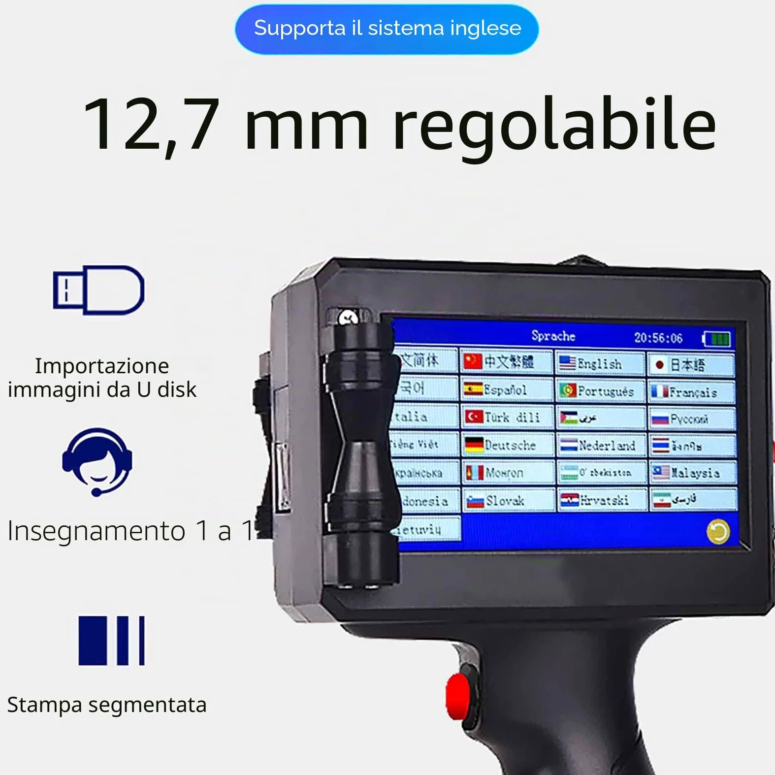 Stampante Portatile a Getto d'Inchiostro, Stampante Portatile con Touch Screen da 4,3 Pollici, Macchina per la Codifica a Getto d'Inchiostro ad Asciugatura Rapida per Data di Scadenza
