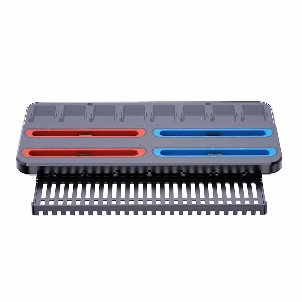 Base di ricarica per Nintendo Switch 2 con 4 porte, 8 schede di gioco, indicatore LED, costruzione ABS, design compatto, nero