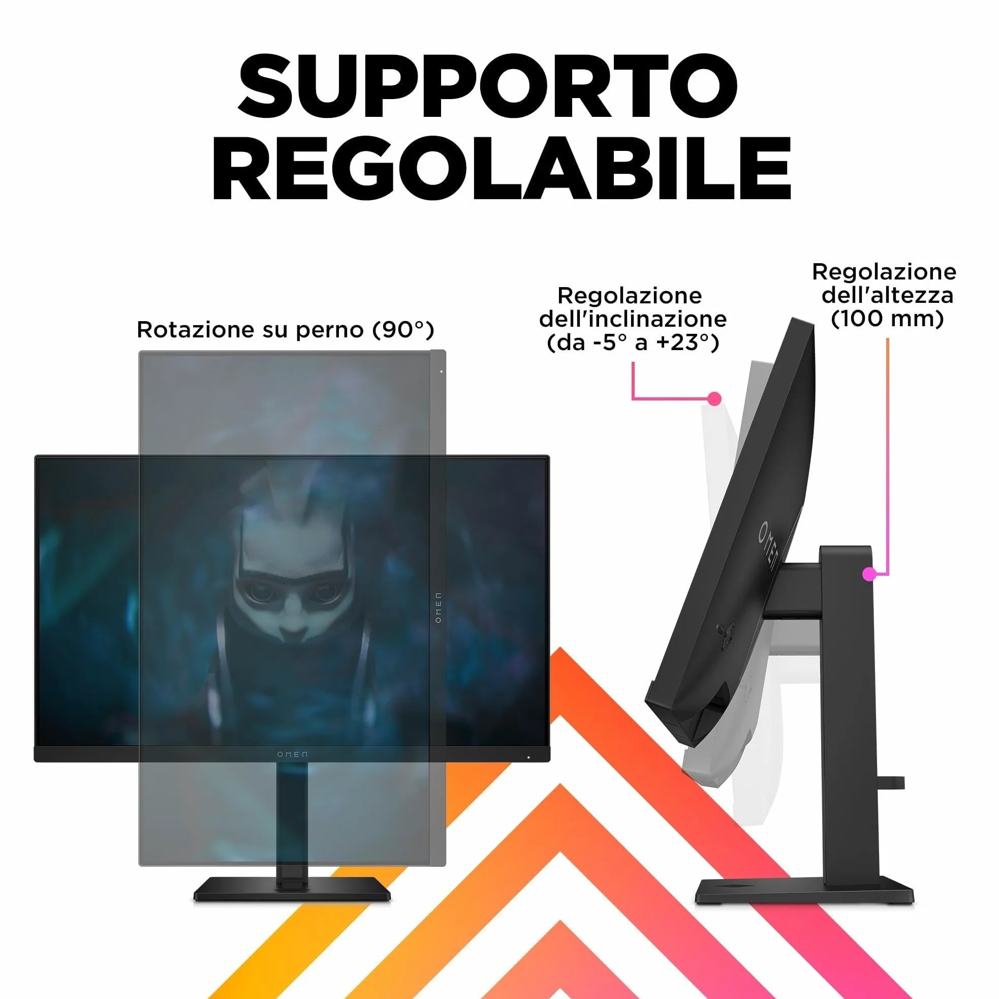 HP OMEN 24 FHD Monitor, Schermo da 24'' Full HD, Risoluzione 1920 x 1080 Pixel, Pannello IPS 16:9 da FHD – 165 Hz -1 ms, 1 ms, IPS - HDR 400-450 Nits, Antiriflesso, AMD FreeSync, USB, HDMI, Nero