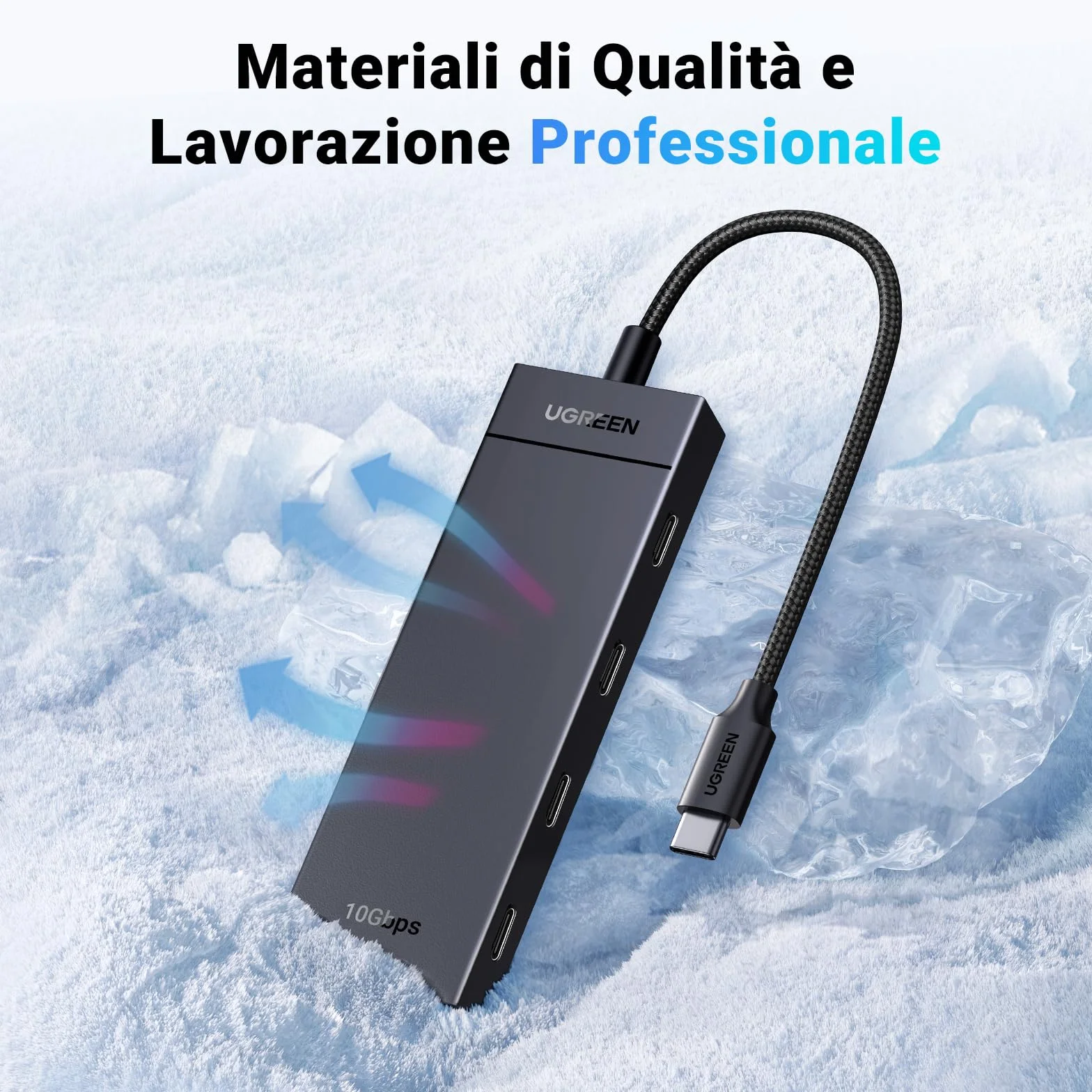 UGREEN 10Gbps Hub USB C 3.2 Gen 2 a 4 Porte Type C Adattatore Dongle Compatibile con iPhone 17 Pro Max Air MacBook Pro Air iMac XPS iPad Surface Galaxy S24 Cavo 30CM