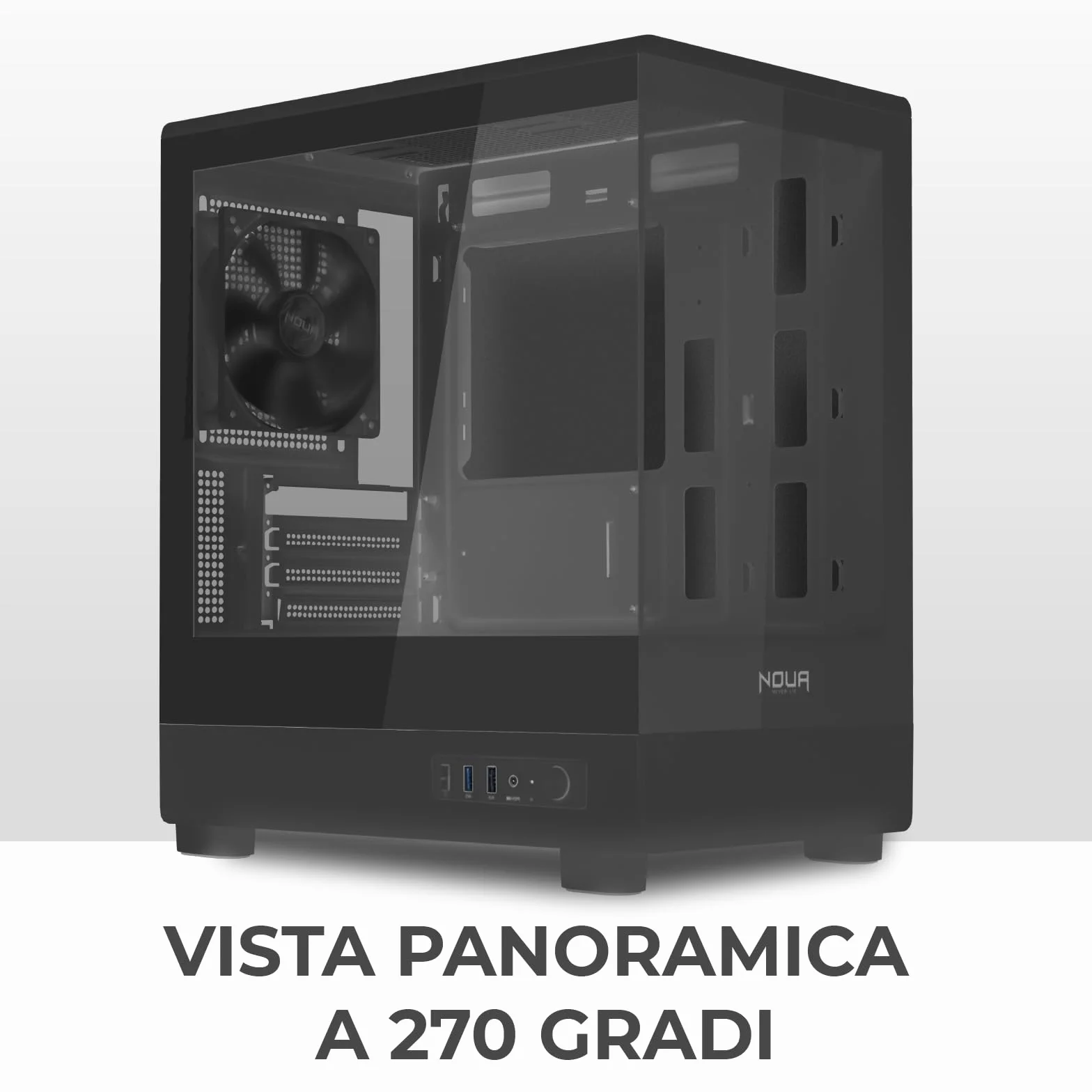 Noua Fobia LK200, Case PC Gaming Micro-ATX, Ventola Nera 120mm, Case Micro Tower per Computer Doppio Vetro Temperato Panoramico, Nero