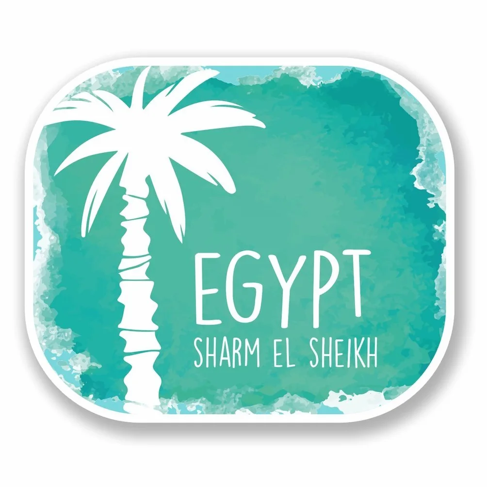 2 x 10cm/100mm Sharm el Sheikh Egitto adesivo vinile adesivo da viaggio per portatile auto bagagli iPad segno divertimento #6506