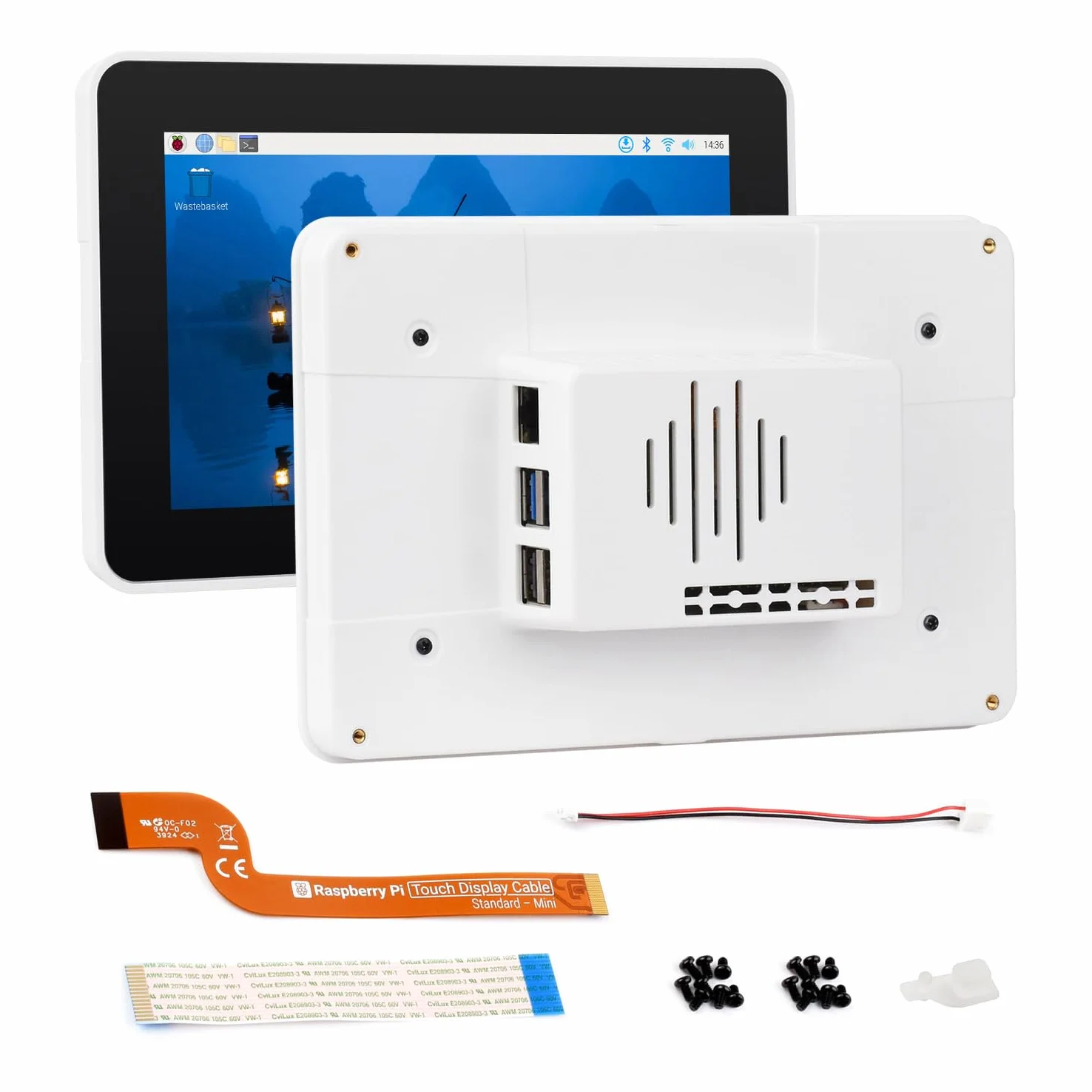 Waveshare Official Pi 7inch Raspberry Pi Touch Display 2 With White Case, 720 x 1280, IPS, DSI Interface, 5-Point Touch