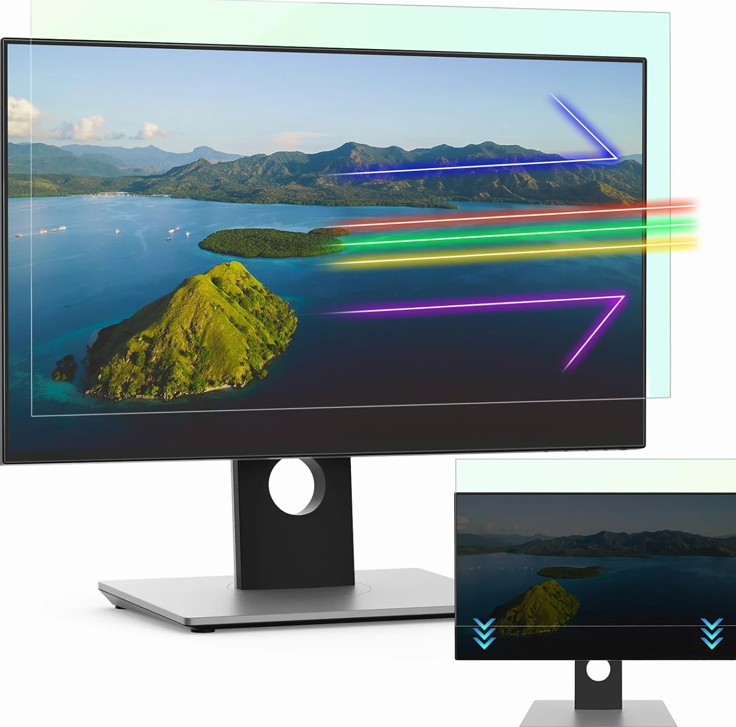 Protescreen Filtro schermo luce blu 24 pollici aspetto 16:9, rimovibile protezione schermo, rivestimento anti-riflesso per PC e monitor 24" Widescreen Computer