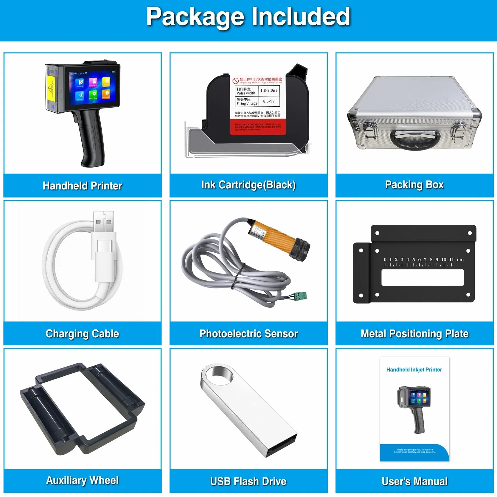 Agendepoint.it Stampante Palmare Portatile TIJ800 a Getto D'inchiostro PortatileTouch da 5 Pollici per Logo/Immagine/Codice a Barre