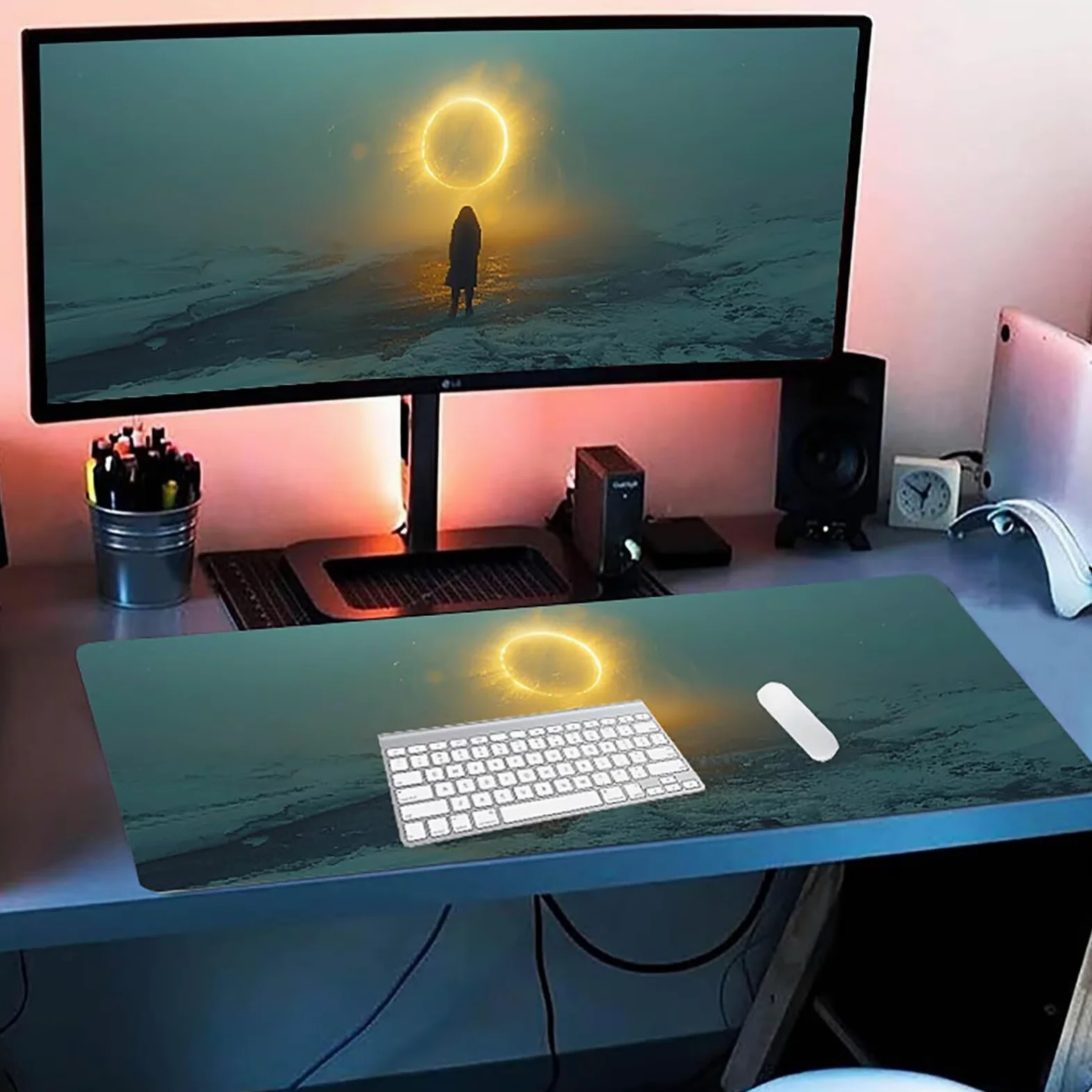 Tappetino Mouse XXL 1500 x 800 mm, Tappetino Mouse Donna, Gaming Mousepad Migliorare la Velocità e la Precisione, Mouse Pad con Base in Gomma Antiscivolo, Ufficio Accessori Gaming, Grigio D-2318