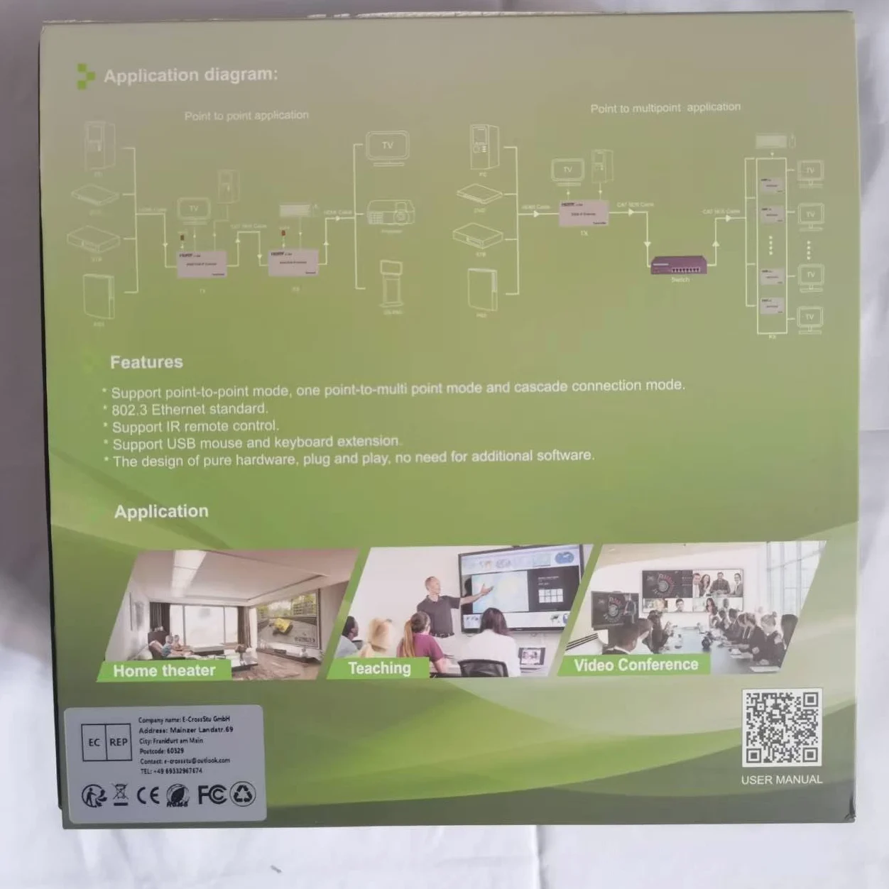 Extender IP HDMI KVM 200M over IP RJ45 Ethernet CAT6 6A Trasmettitore Ricevitore 1TX a 20RX e connessione a cascata Tastiera USB Mouse su UTP/STP H.264 (TX+RX)