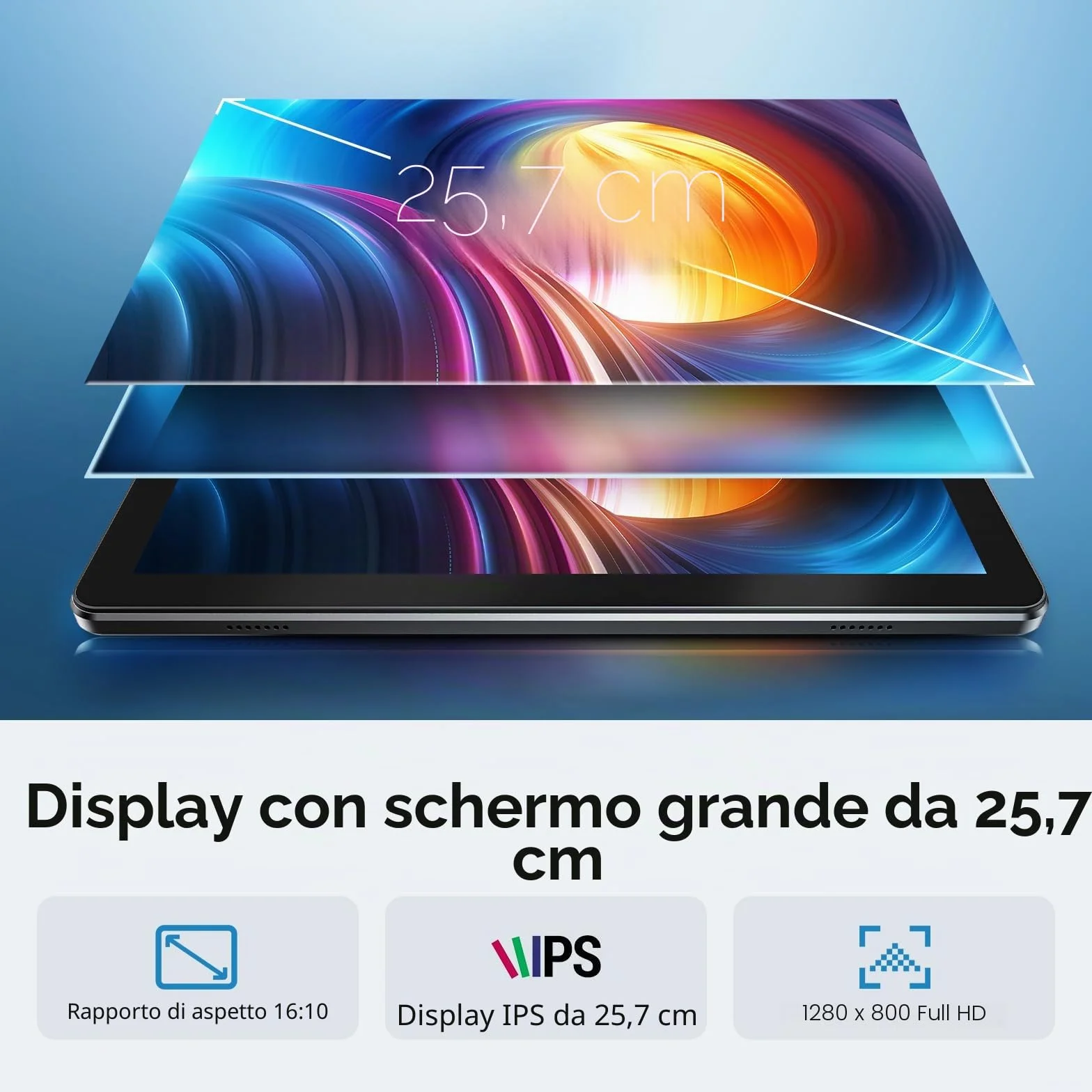 Tablet 10 Pollici, Tablet Android 15 con Cover, Unisoc T30 Quad-Core, 18 GB RAM + 128 GB ROM + 1 TB TF, Display HD IPS 1280x800, Fotocamera Doppia 5MP+8MP, 6000 mAh, WiFi 6, BT 5.0, Widevine L1 (K50)