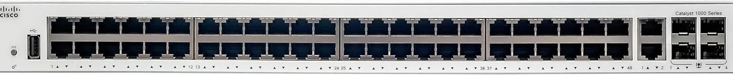 Cisco Catalyst 1000-48T-4G-L - Switch di rete a 48 porte Gigabit Ethernet (GbE), 4 porte uplink SFP da 1G, garanzia limitata a vita con formula avanzata (C1000-48T-4G-L), grigio
