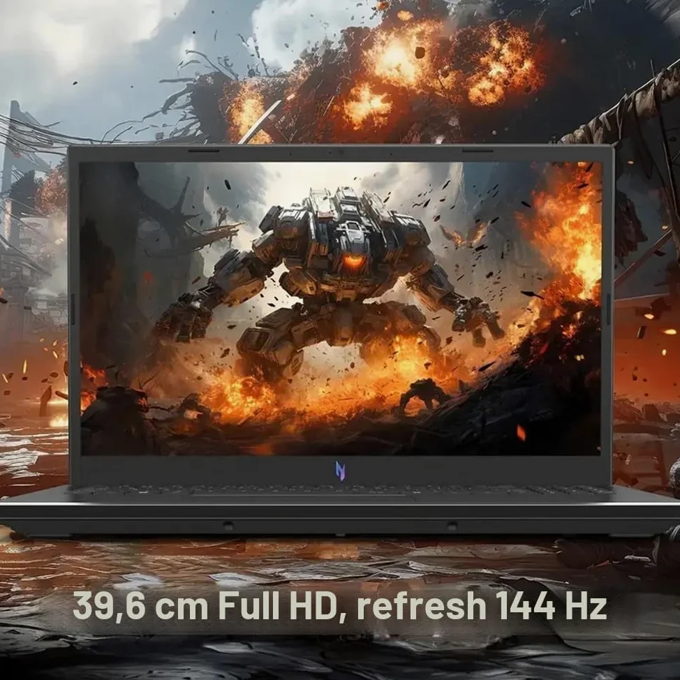 acer Nitro V Gaming Laptop, 15.6" FHD IPS Display, 144Hz, AMD Ryzen 5 7535HS, 6 core, GeForce RTX 4050, 16GB DDR5, 1TB SSD, Obsidian Black, Windows 11, BK, borsa per laptop, TWE Mouse Pad & Mouse