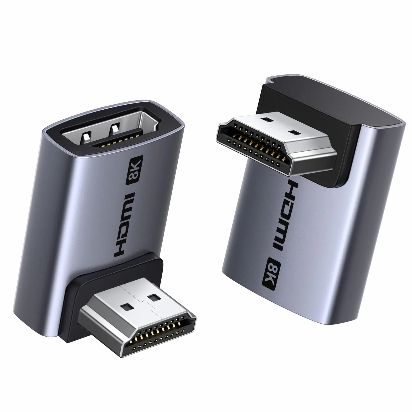 UGREEN Adattatore HDMI 2.1 8K Gradi 90 e 270 2 Pezzi 8K 60Hz 4K 240Hz Bidirezionale Adattatore HDMI Maschio Femmina 48Gbps eARC HDR Alluminio Compatibile con PC HDTV Proiettore Monitor PS5 4 Xbox