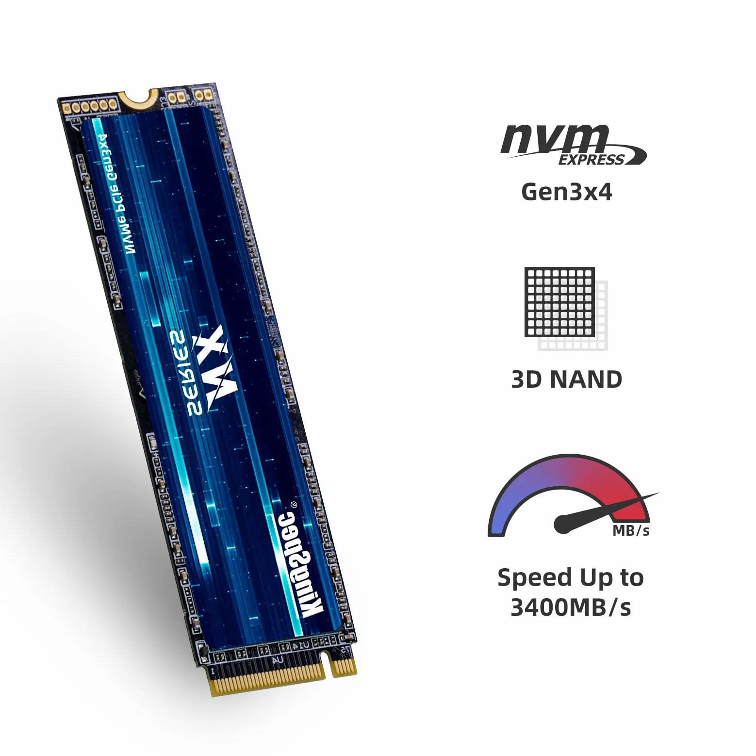 KingSpec SSD M2 NVME 1TB Ssd M.2 2280 PCIe Gen3x4 3400MB/s SSD Nmve 3D NAND 500TBW M2 Disco Rigido Interno Unità a Stato Solido per Laptop