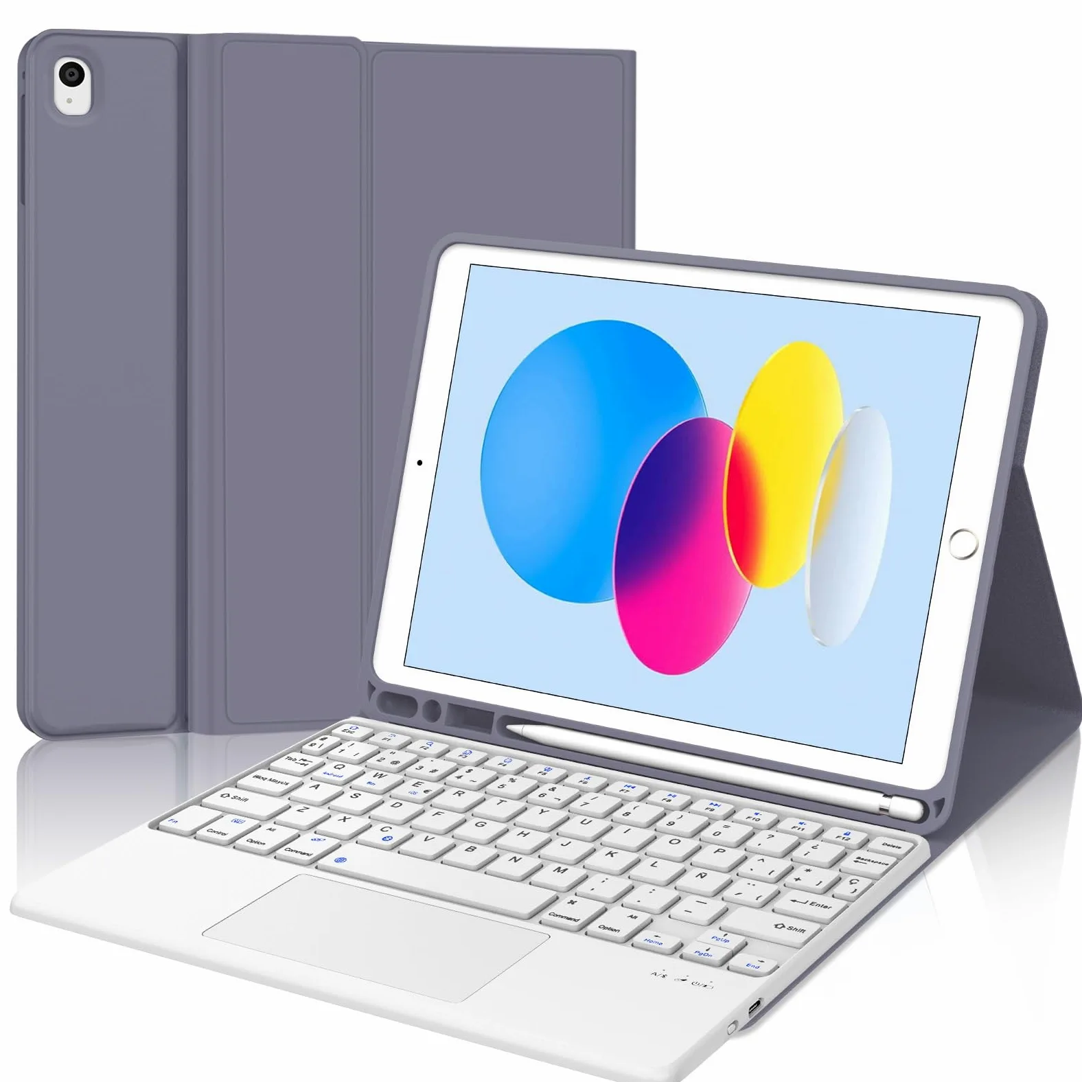 Tastiera per iPad A16 11/10 Generazione (2025/2022) con Touchpad, Cover con Tastiera per iPad 11 Gen 11 Pollici/10 Gen 10.9 Pollici, Magnetica QWERTY Keyboard, Custodia con Portapenna, Viola lavanda