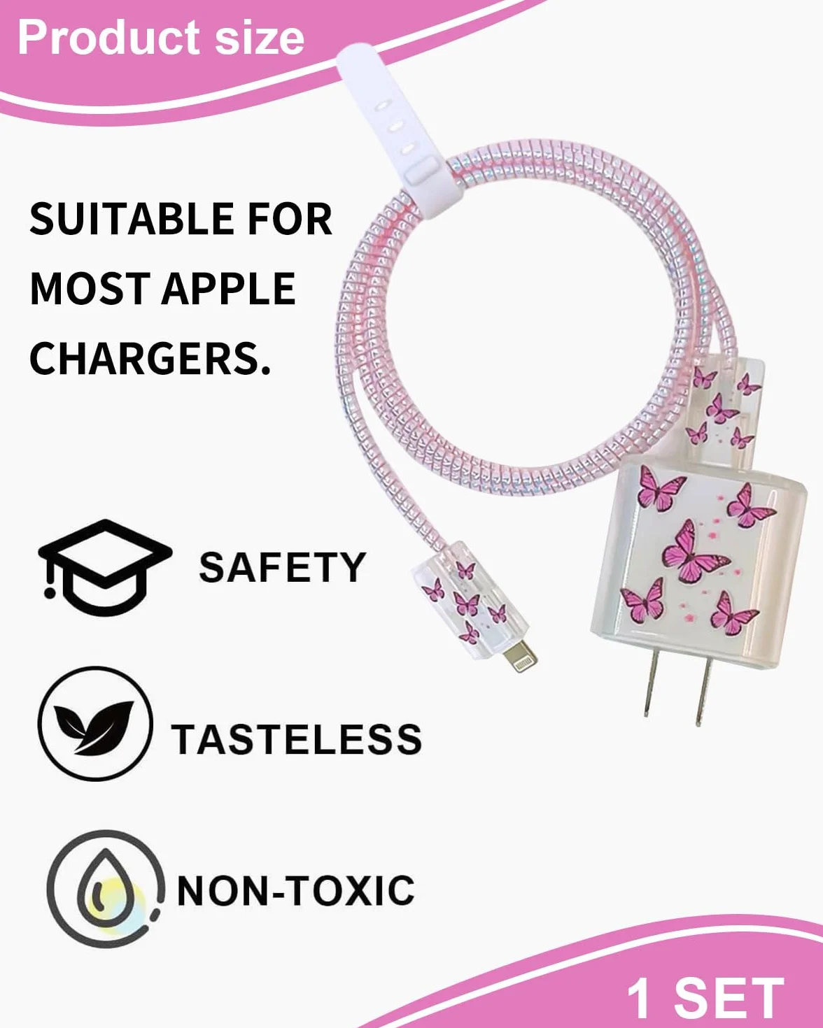 Protezioni a Forma di Fiore, Kits di Cavi Protezioni Compatibile con iPhone, Protettivi per Caricabatterie USB-C per Donne, Antigoccia Impedisce de Cavo Linee Dati, Anti-Rottura da Gatto(Rosa)