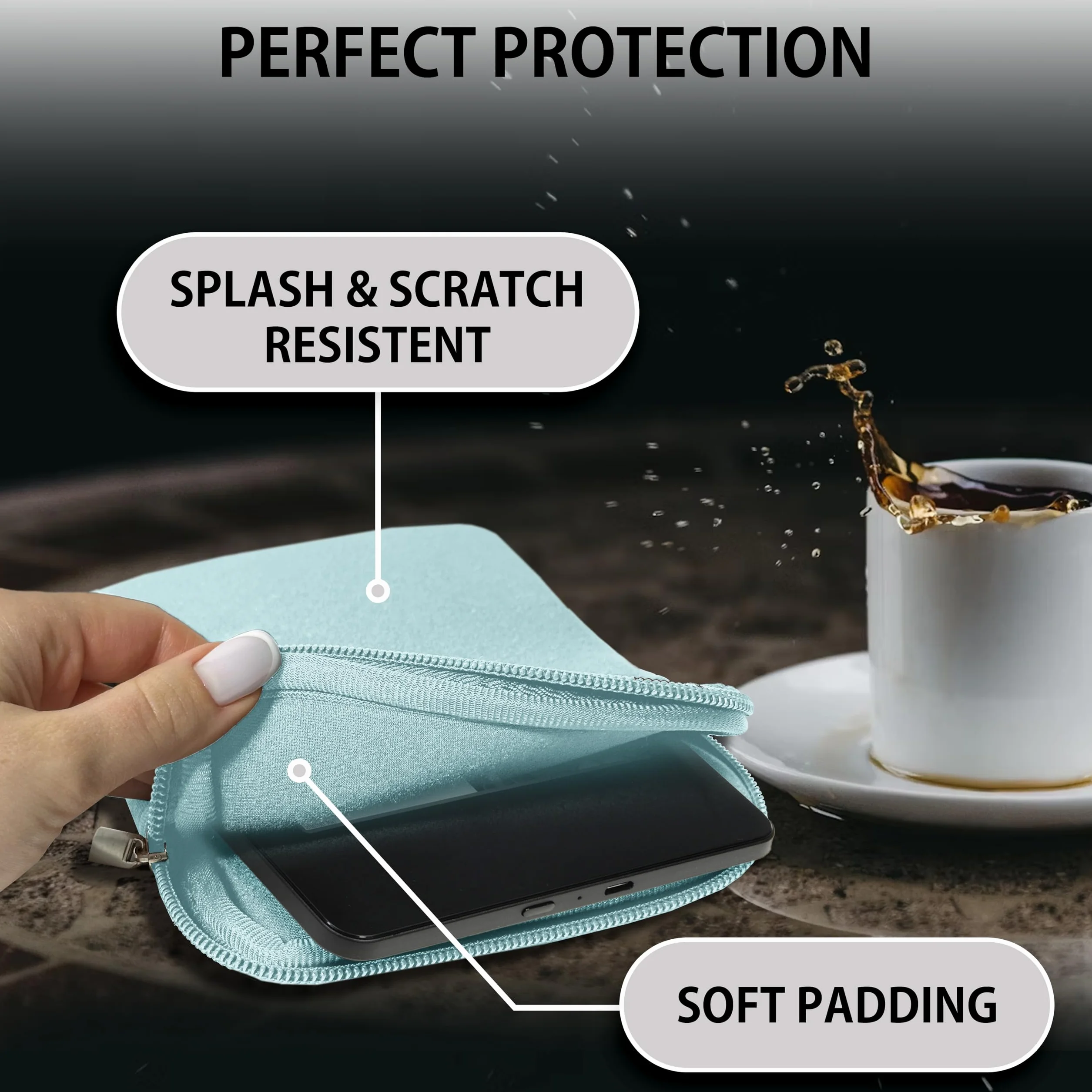 MyGadget Custodia in Neoprene per Tablet fino a 6,8 Pollici [ 19 x 13,5 cm ] - Custodia Protettiva per Kindle Paperwhite [ 2024 ] | Tolino Vision 1-4 | Shine 1-3 - Blu Chiaro