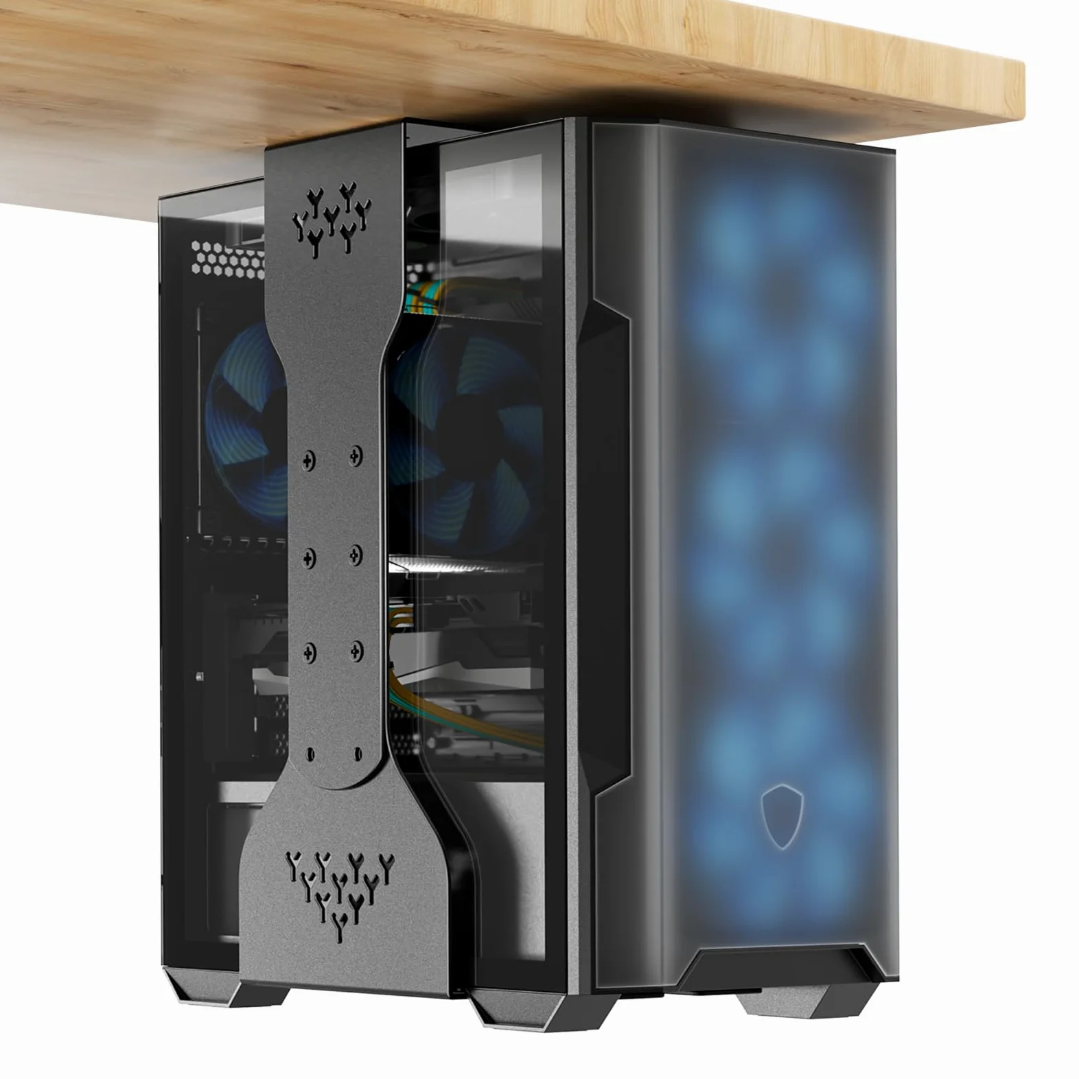 Supporto per PC sotto la scrivania, supporto per PC con capacità di carico di 35 kg, regolabile in altezza (34-65 cm), supporto universale per computer, per ufficio, casa e posto di lavoro