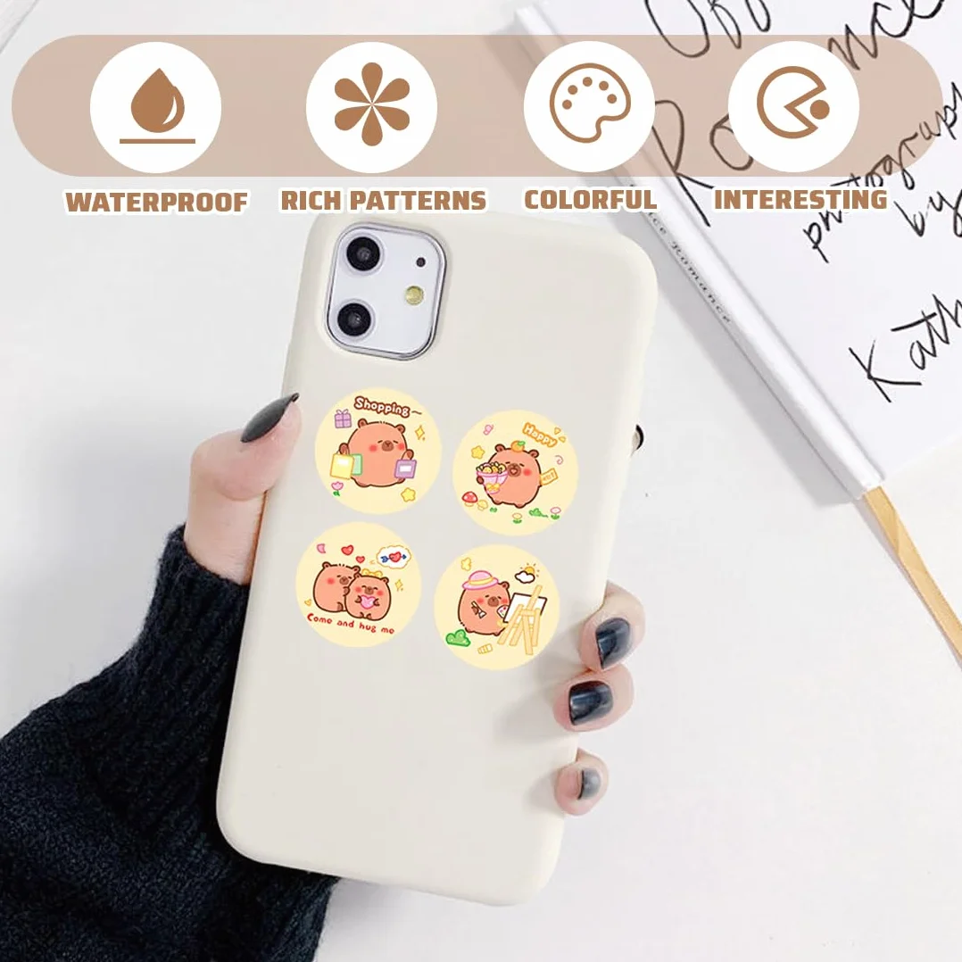 2 rotolo di 600 Capybara sticker, Capybara adesivi divertenti a forma, impermeabili, per amanti dei DIY bottiglia d'acqua album di ritagli telefono, un regalo per gli amanti dei manuali (C)