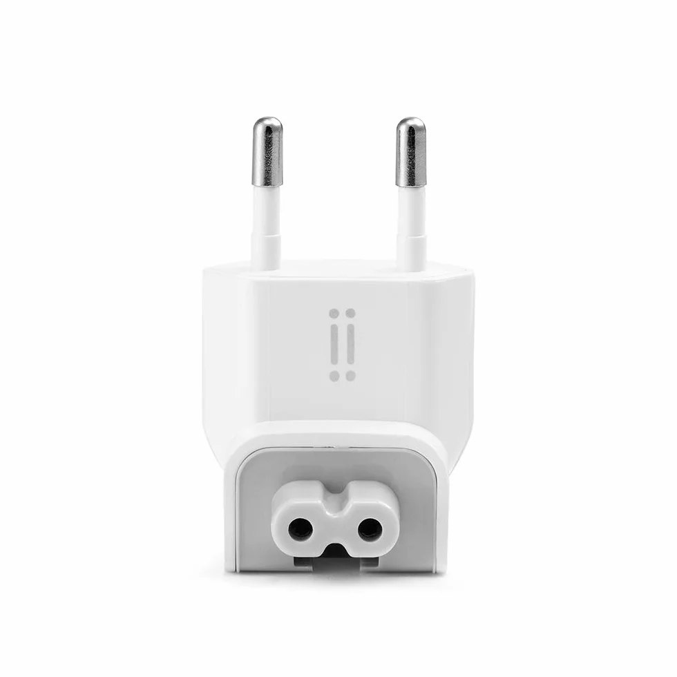 aiino Spinotto per Caricabatterie Apple - Adattatore Presa compatibile con Caricatore Macbook, iPhone, iPad - Adattatore a Due Poli con Presa Italiana per Mac - Plastica Ignifuga, Bianco