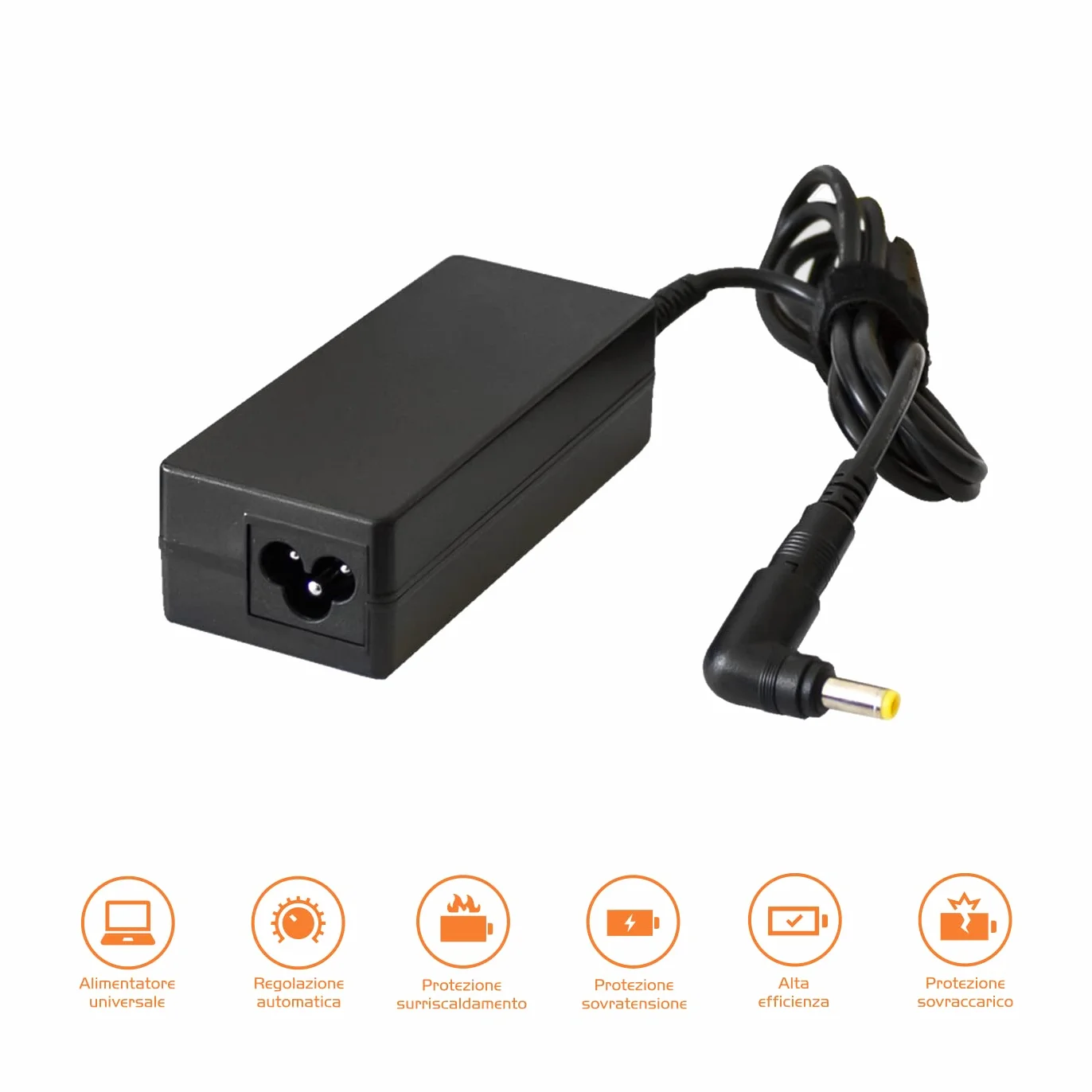 Alimentatore compatibile (65W Universale PC) rapido universale x dispositivi HP/LENOVO/ACER/ASUS/TOSHIBA/DELL/MEDION/SONY/Fujitsu/SAMSUNG/Packard Bell/MSI/IBM /.