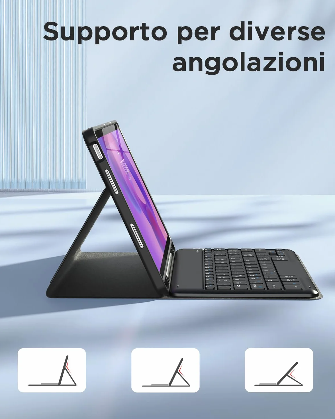 EasyAcc Cover Tastiera Compatibile con Lenovo Idea Tab 11 Pollici Tablet 2025 (TB-336ZU/TB-336FU) con Pellicola Protettiva, [Italiano], Custodia per Tastiera Rimovibile con Portapenne Nero