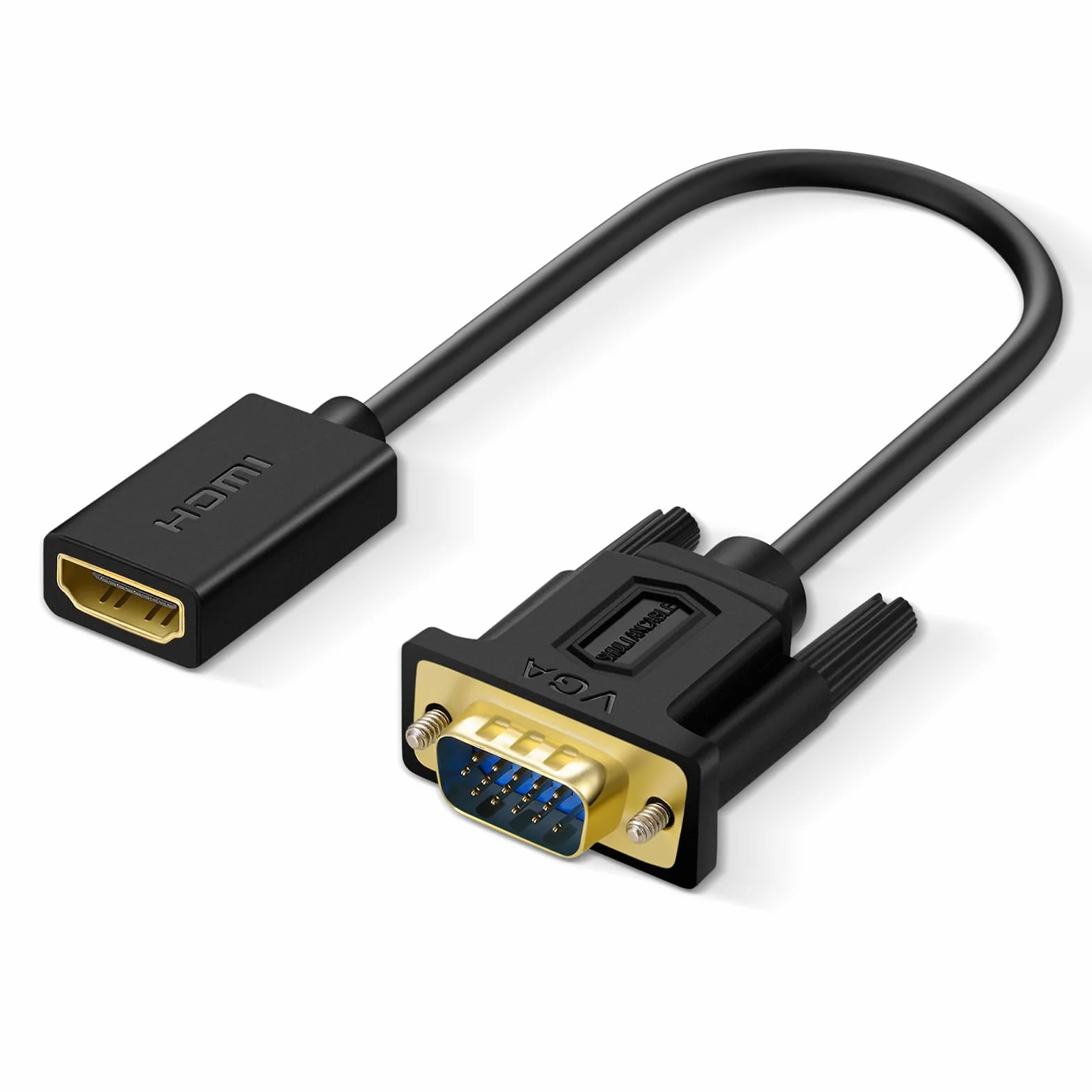 SHULIANCABLE Adattatore HDMI Femmina a VGA Maschio 1080P, Trasmissione unidirezionale da HDMI a VGA Nessun supporto audio (15CM)
