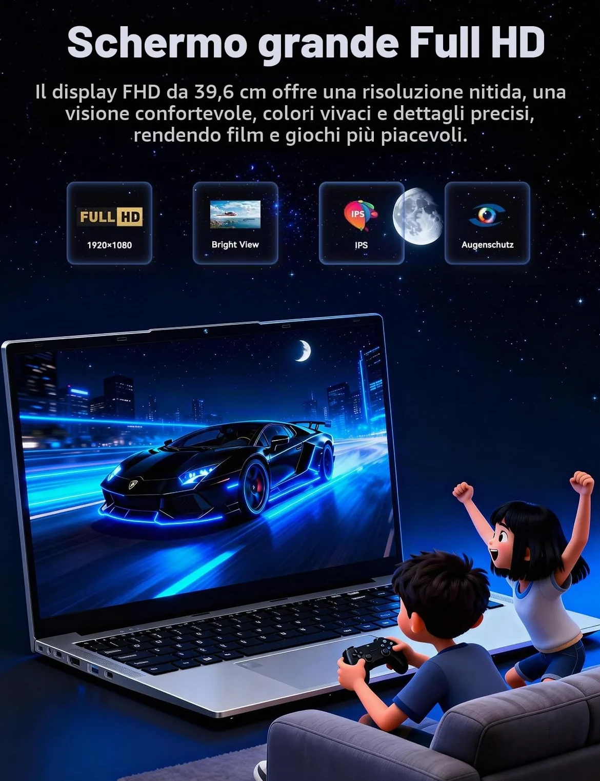 FUNYET Computer Portatile, 2026 Nuovo PC Portatile da 15,6 pollici, 32 GB di RAM, SSD da 1 TB,Laptop R7-6800H, Gaming Laptop IPS FHD 1920*1080 Notebook,Fingerprint scanner,Backlit keyboard, 5000 mAh