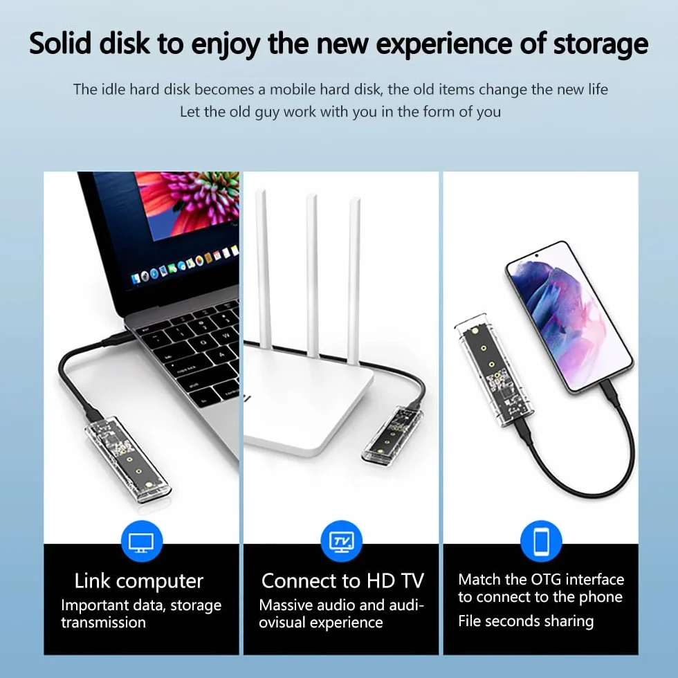 Case ssd M.2 nvme ssd usb case nvme,adattatore ssd m2 nvme usb lettore hard disk esterno USB 3.1 Gen2 ssd case per PCIe M-Key SSD 2230/2242/2260/2280 con UASP adattatore m2