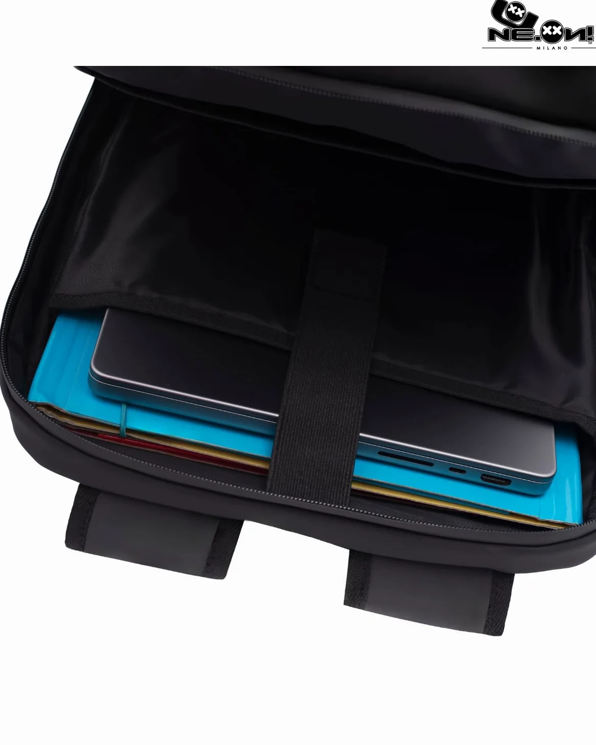NE.ON! Milano Zaino Donna Uomo Porta PC, Impermeabile ed Elegante, Perfetto per Lavoro, Università, Scuola e Viaggi. Design Compatto, Comfort Ergonomico, Versatile, Professionale da 12 e 17 Litri