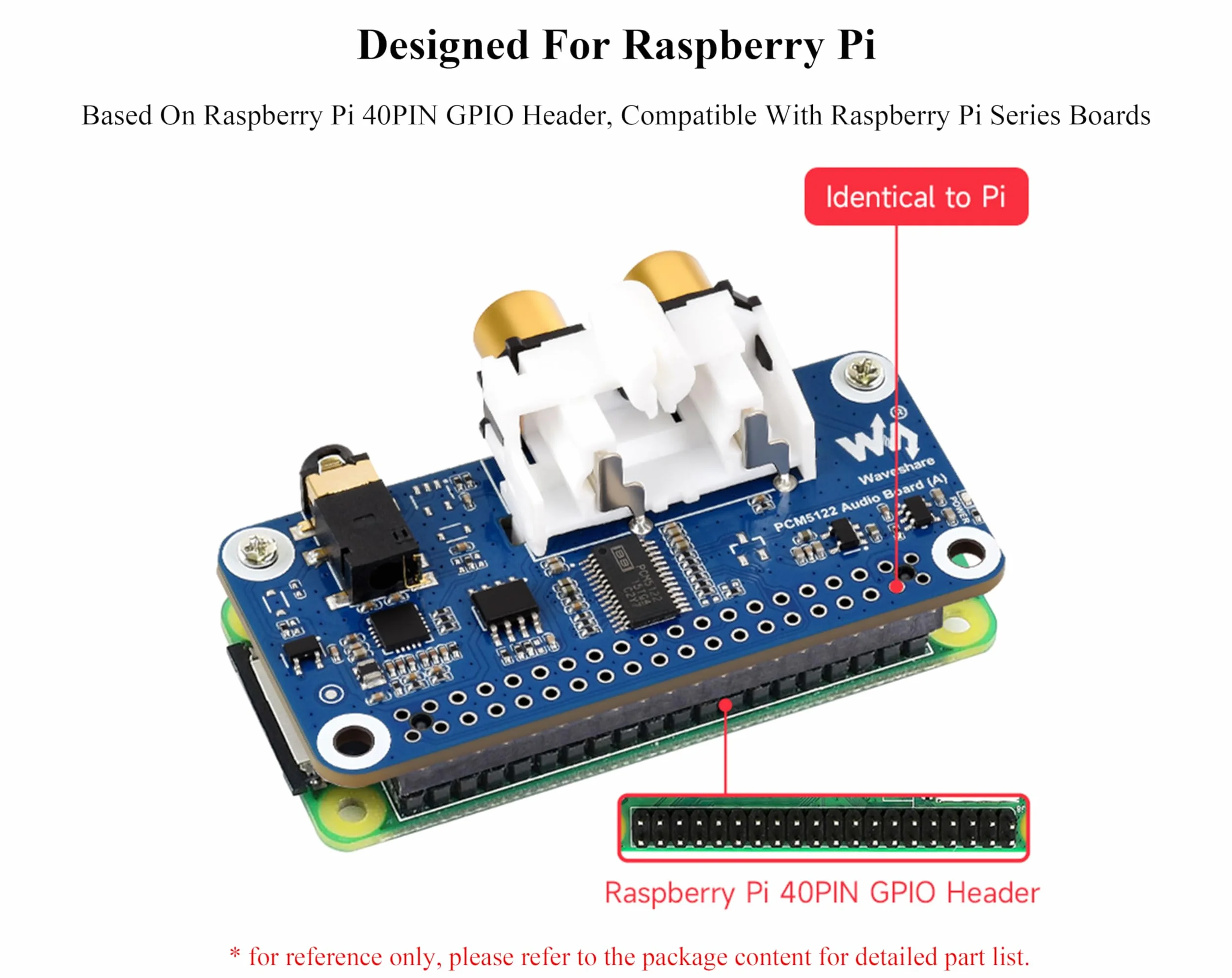 PCM5122 Scheda audio HIFI I2S DAC compatibile con Raspberry Pi 5/4B/3B+/3B/Pi Zero W/Zero 2W/Pico W/Pico 2W, basata su Pi 40PIN GPIO Header, codifica/decodifica stereo, supporta la riproduzione audio