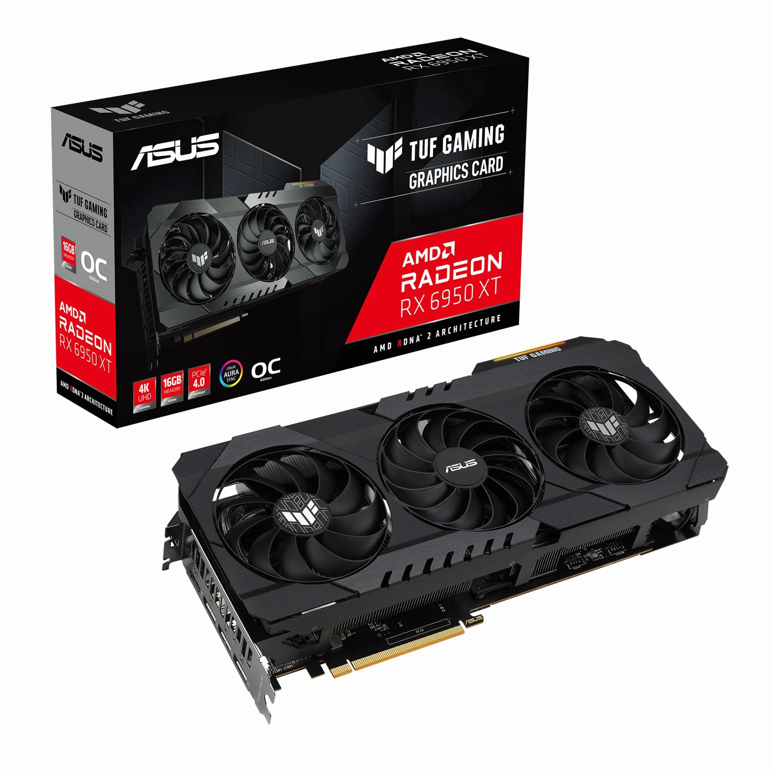 ASUS TUF Gaming AMD Radeon RX 6950 XT OC Edition Scheda Grafica, PCIe 4.0, 16GB GDDR6, HDMI 2.1, DisplayPort 1.4a, Ventole Axial Tech, Doppi Cuscinetti a Sfera, Telaio in Alluminio, GPU Tweak II, Nero