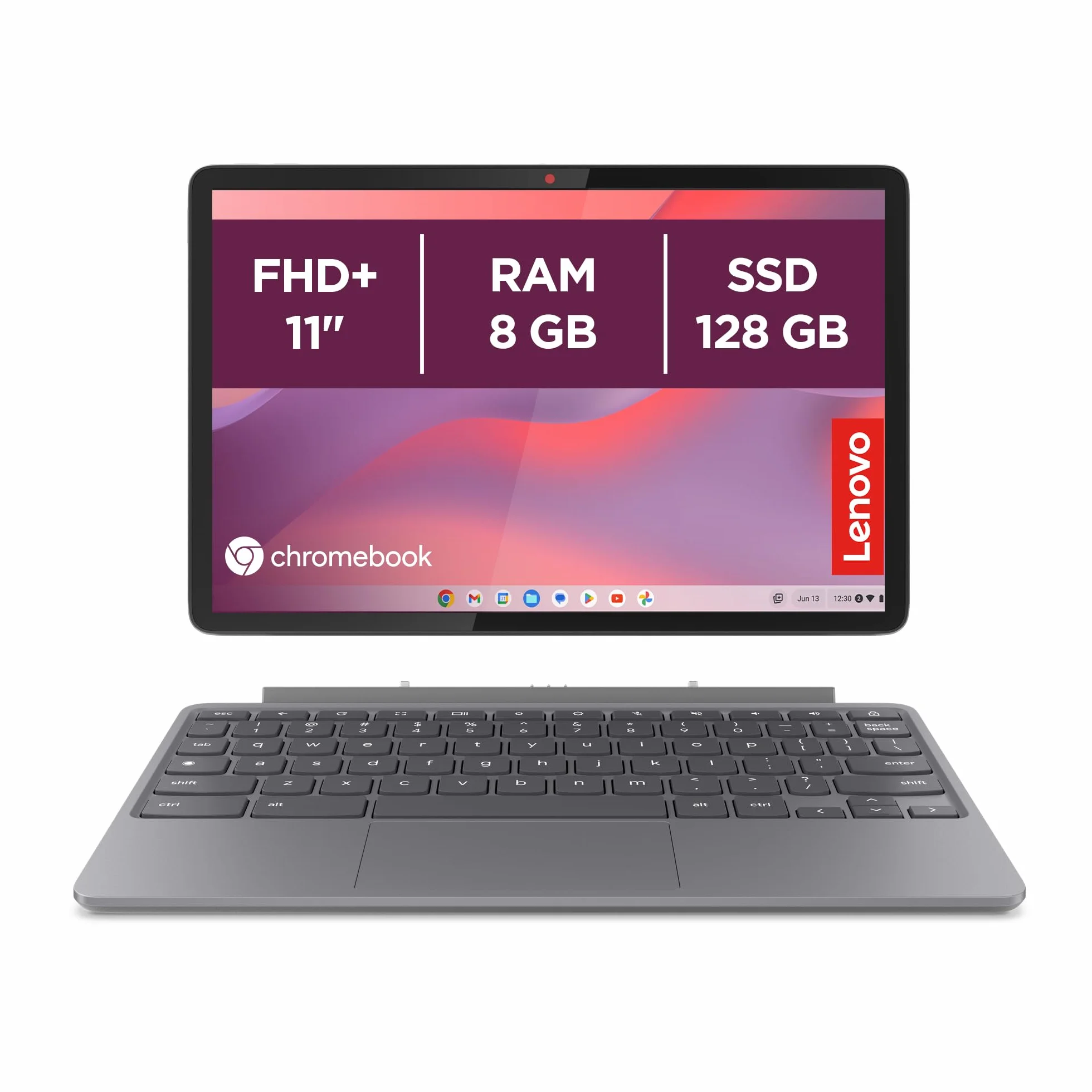 Lenovo Duet Chromebook 11" FHD+ MediaTek Kompanio 838 8GB RAM 128GB Touch Chrome OS Folio Stand Tastiera Luna Grey