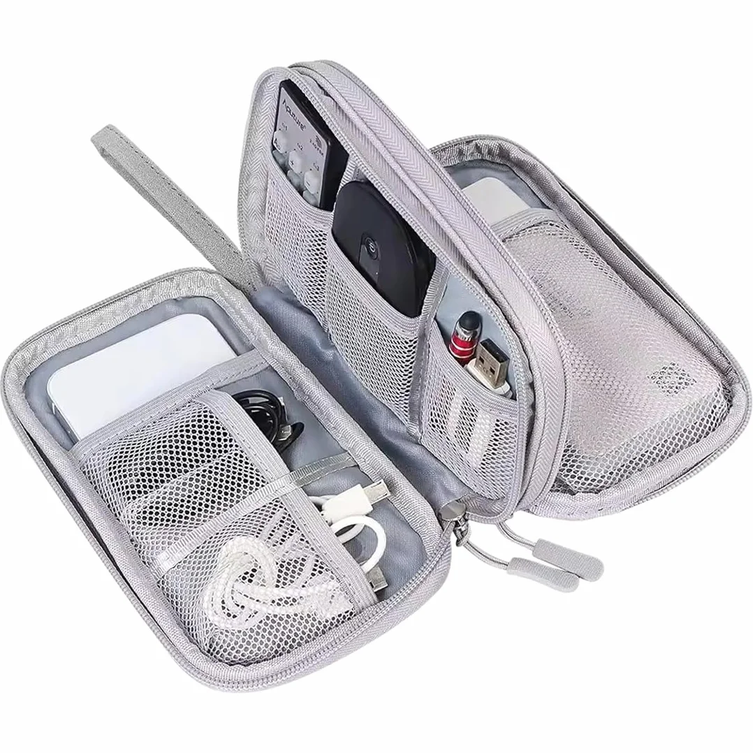Custodia per Hard Disk, Custodia Hard Disk Esterno, Antiurto Rigida Cover Case, Borsa SSD HDD, Compatibile con SSD HDD, Cavi, Schede SD, Chiavetta USB, Power Bank, Grigio