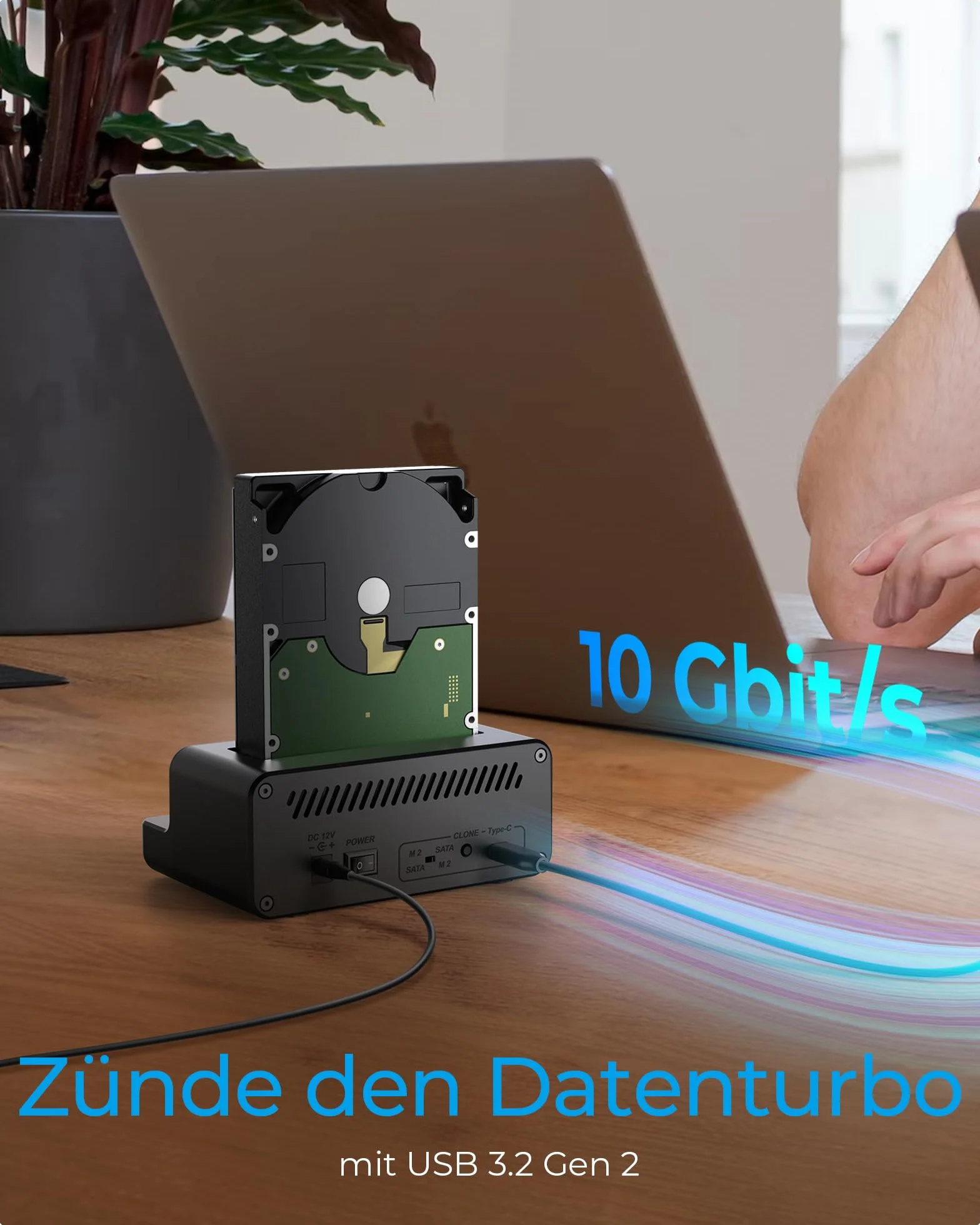 ICY BOX Docking Station per HDD/M.2 NVMe SSD, USB 3.2 Gen 2 (10 Gbit/s), stazione di clonazione HDD e unità (SATA 2.5/3.5" e M.2 NVMe), adattatore, IB-2914MSCL-C31