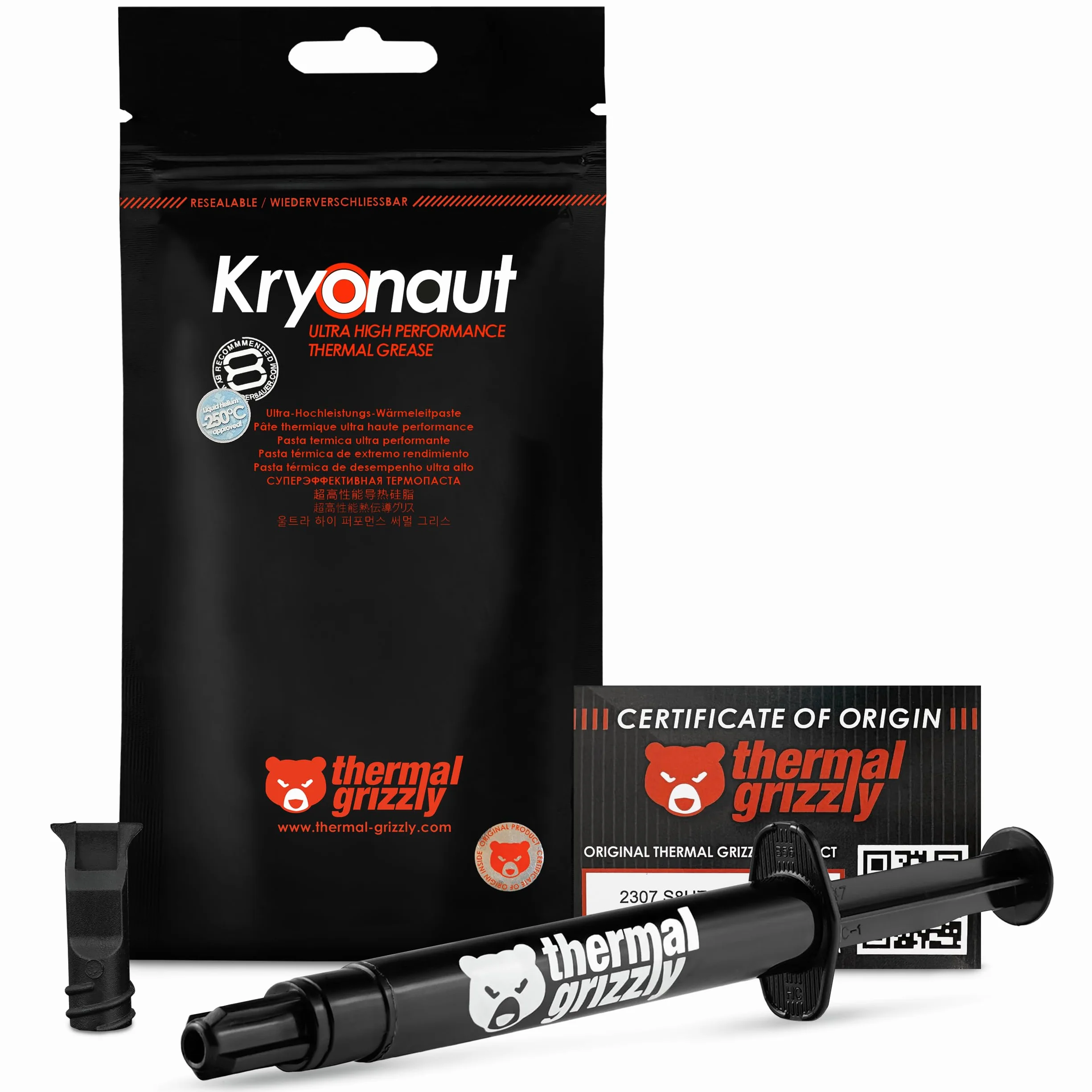 Thermal Grizzly Kryonaut termico 12.5W/M, K 5.5g composto del dissipatore di calore, dissipatore di calore composti termici (5.5g-250 350°C)