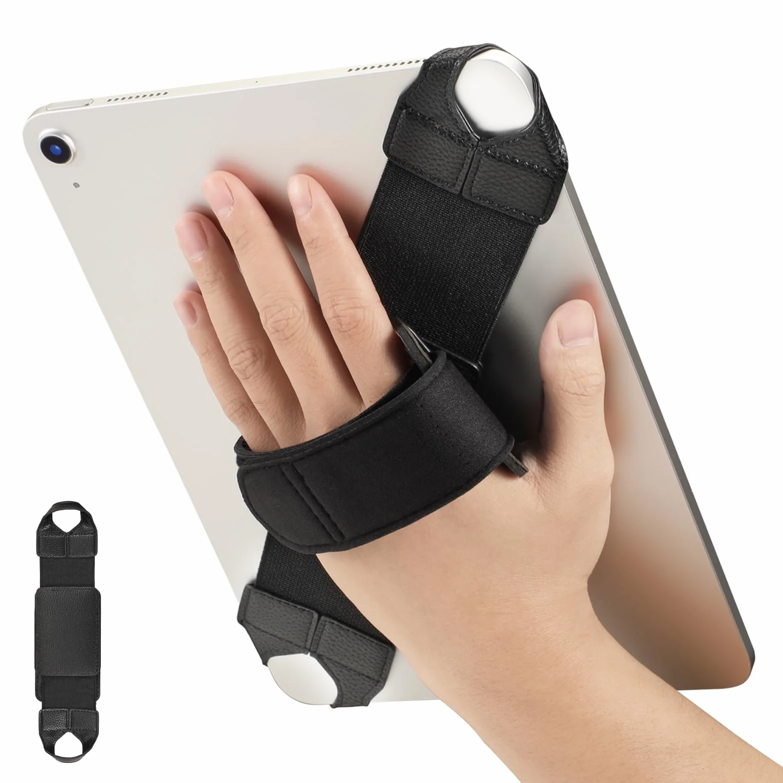 FINTIE Supporto Universale per Tablet 9-11 Pollici, Girevole 360°, Impugnatura Regolabile, Cinturino Mano per iPad/Samsung/Xiaomi, Czarny