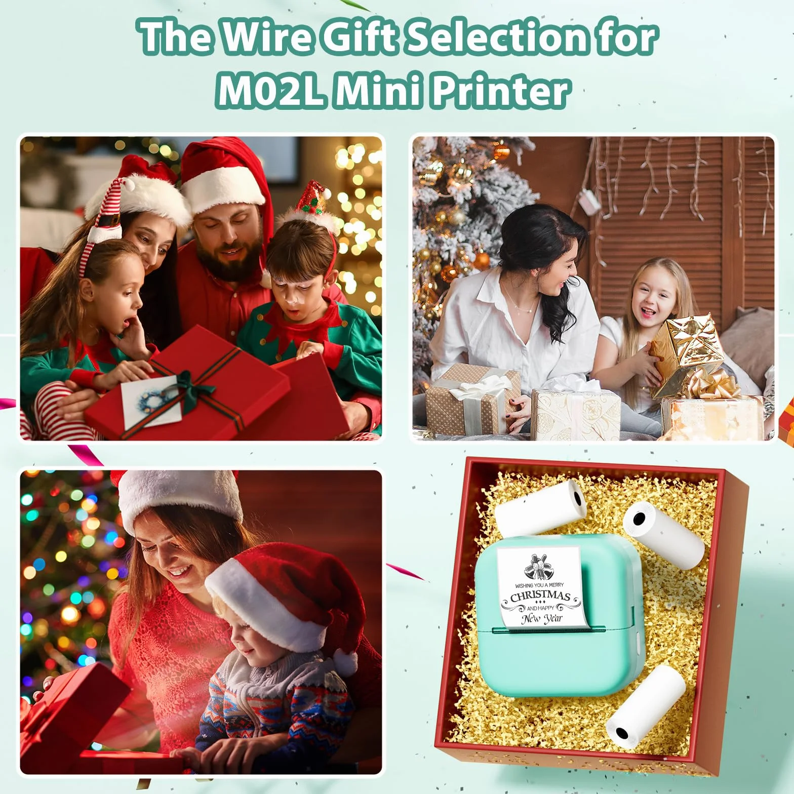 Stampante Fotografica Portatile,Mini Stampante Portatile,stampante Termica M02L,Compatible con iOS & Android.Imprime Foto,Listas de Tareas,Tarjetas de Felicitación o Contenidos Educativos,1 Rollos