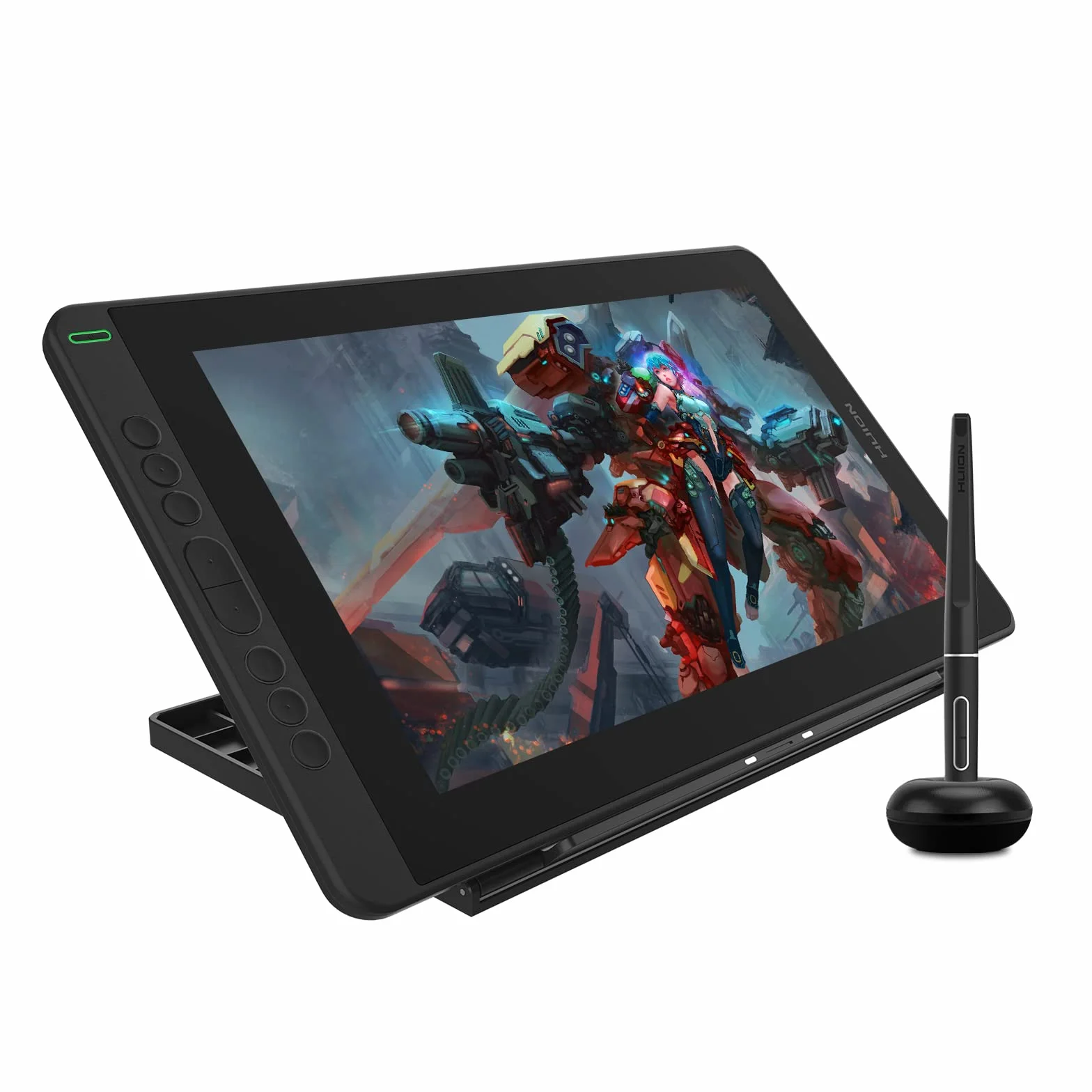 HUION Kamvas 13 Tavoletta Grafica con Schermo Compatibile con Android, Funzione di Inclinazione di ±60° Stilo Senza Batteria, 8 Tasti di Scelta Rapida, Supporto Regolabile - 13,3 Pollici (Nero)